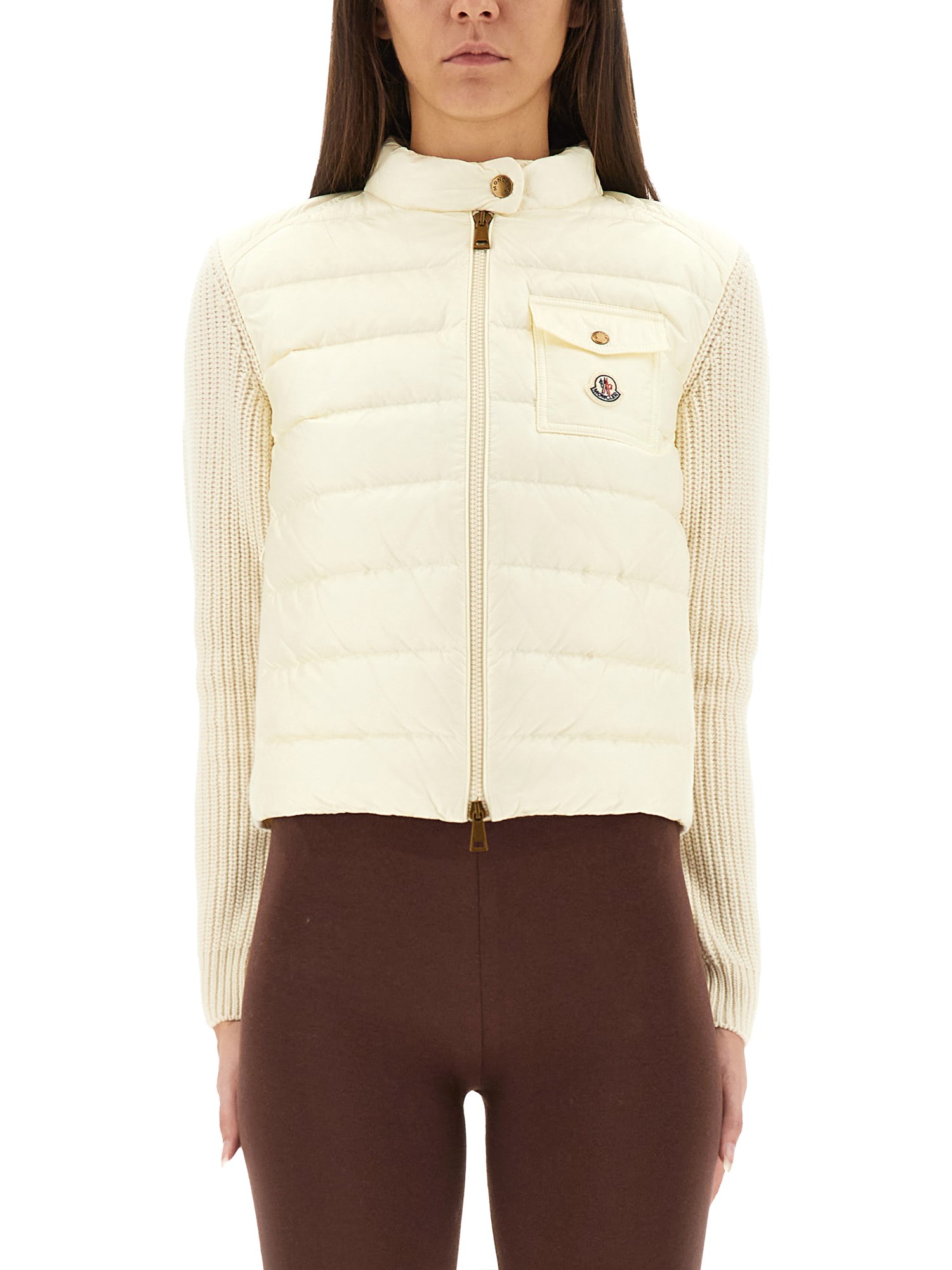 Moncler Padded Cardigan In White