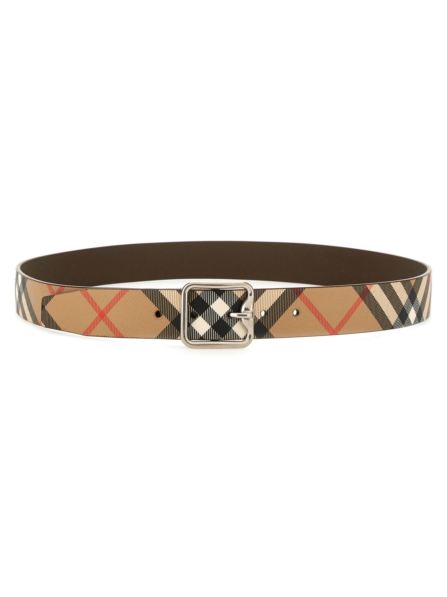Burberry Printed E-canvas Reversibile Belt In Brown