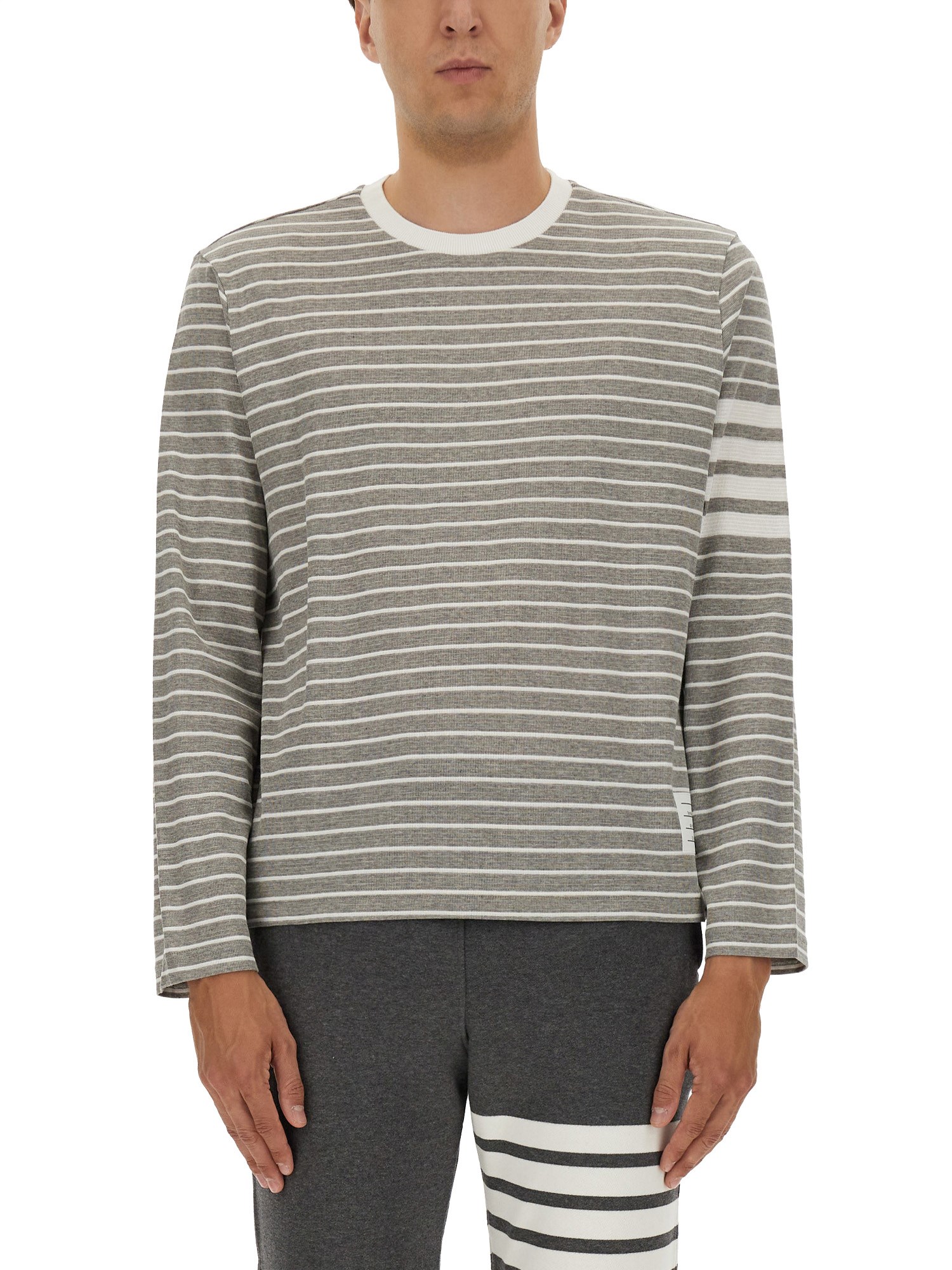 Thom Browne Striped T-shirt In Gray