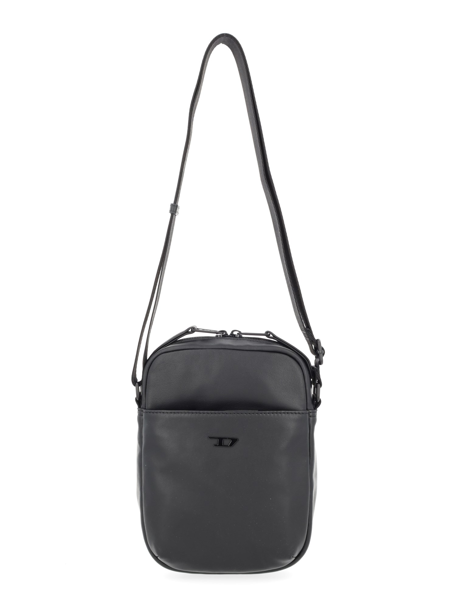 Diesel Black Ovine Leather Crossbody In Gray