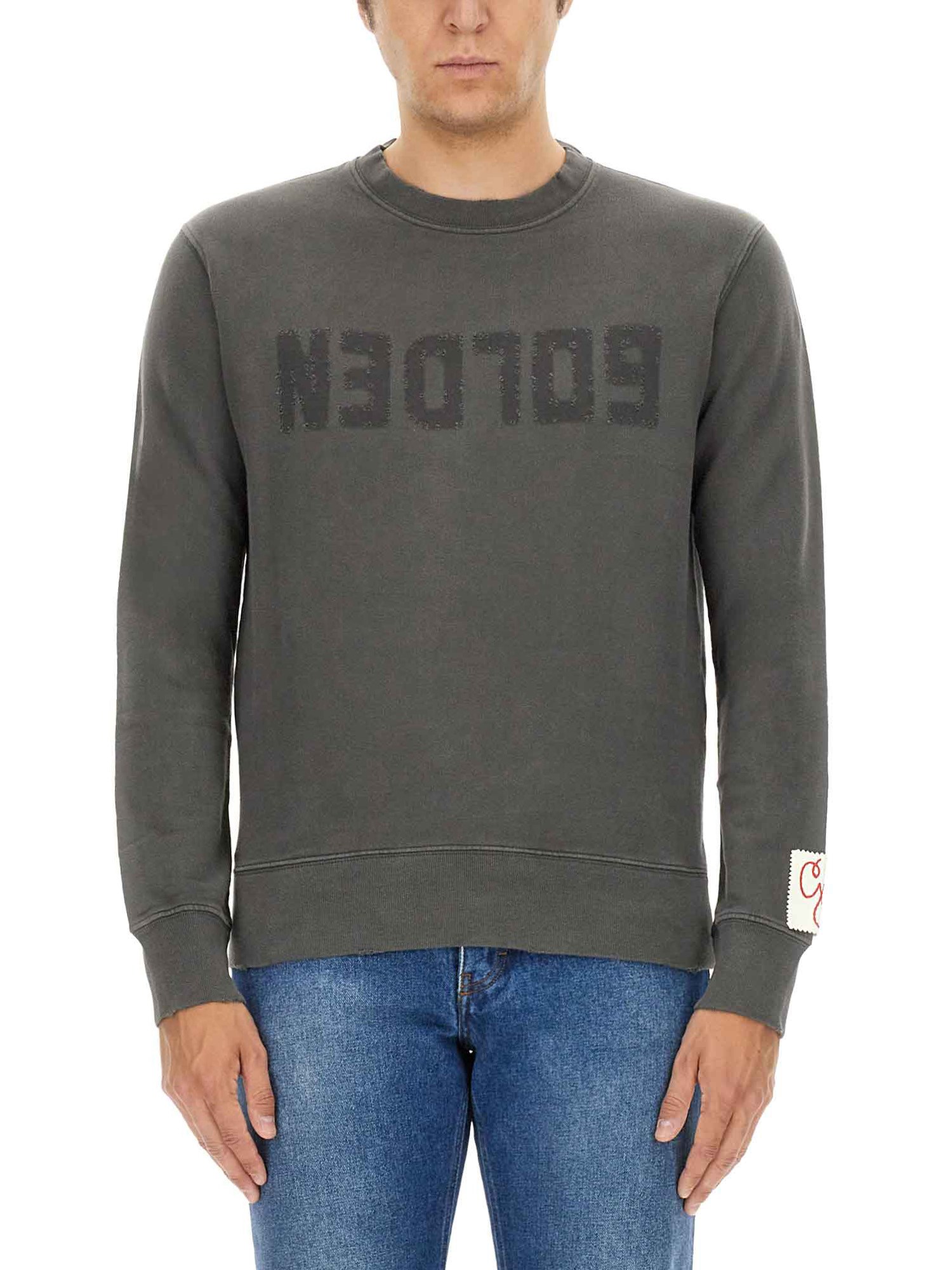 Golden Goose Golden M S Regular Sweatshirt Distressed Cotton Jersey With Logo Clothing