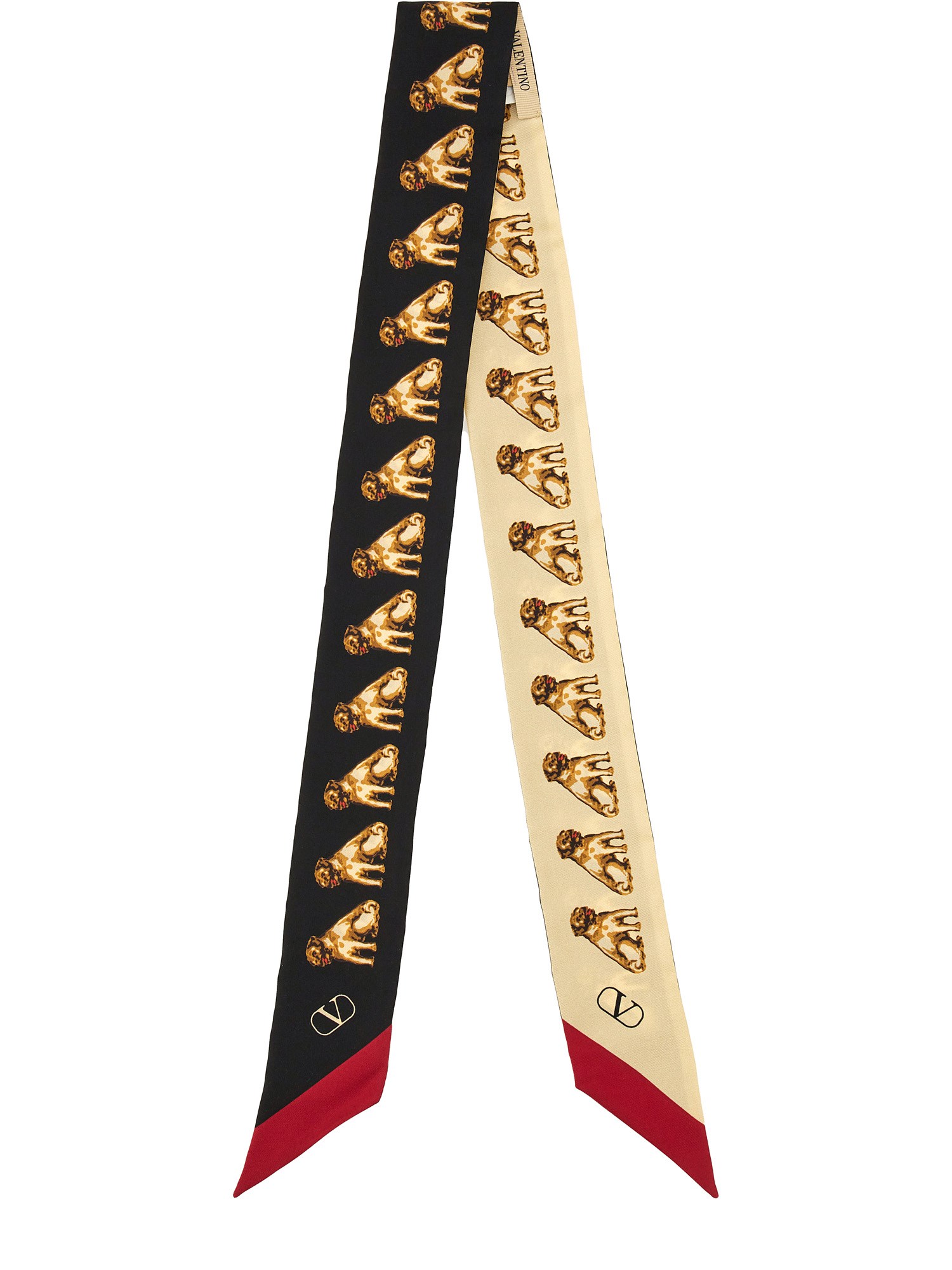 Valentino 'petit Charles' Scarf With Dual Color Accents In Multi