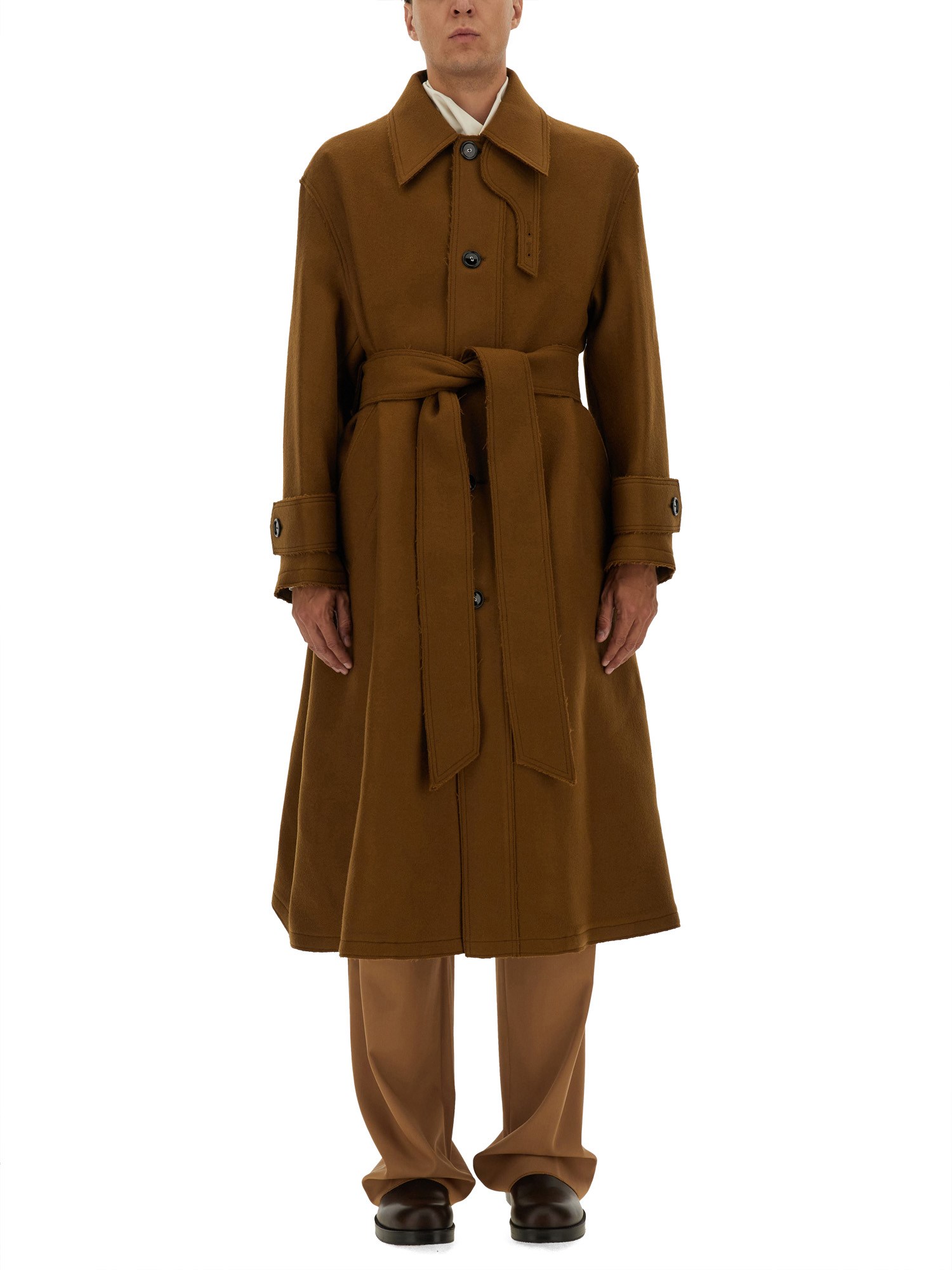 Ami Alexandre Mattiussi Mac With Belt In Brown