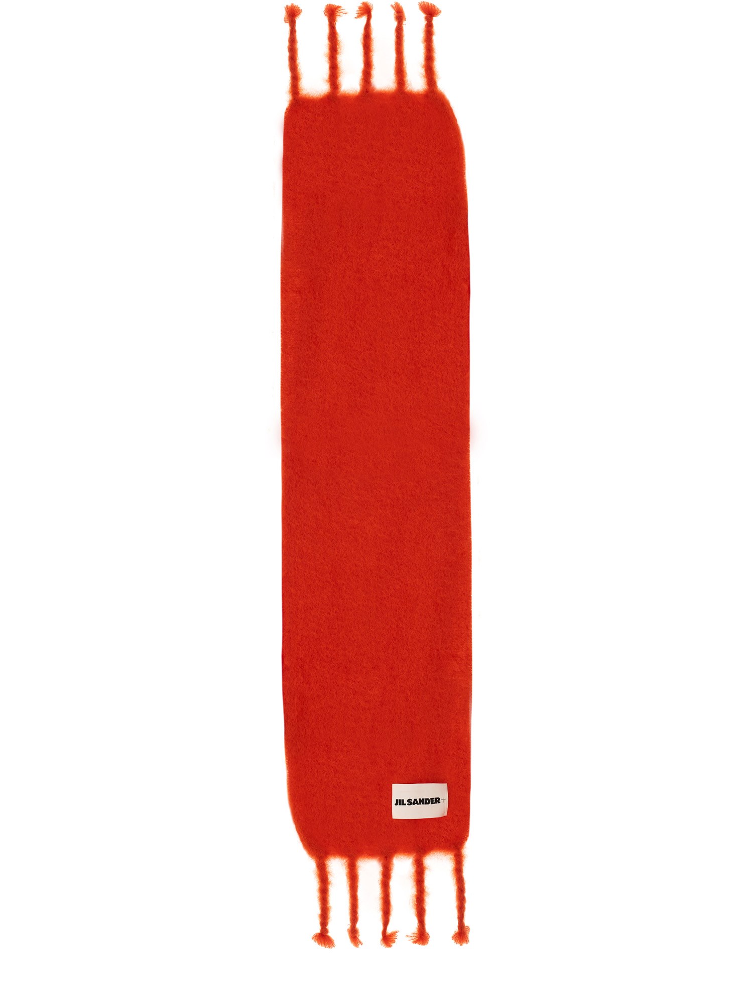 Jil Sander Logo Scarf Featuring Fringed Ends In Red