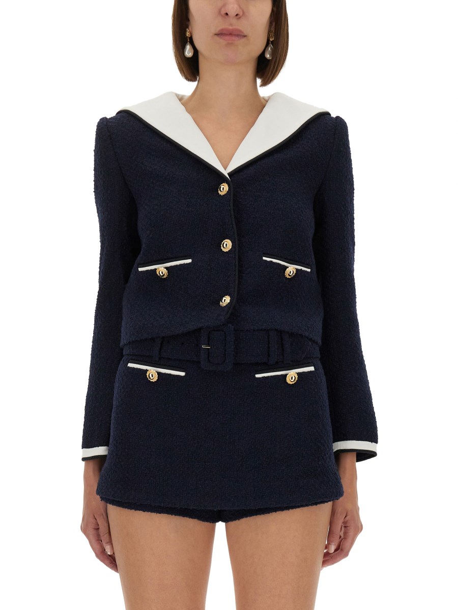 GIACCA BOUCLE CON SCOLLO A CONTRASTO