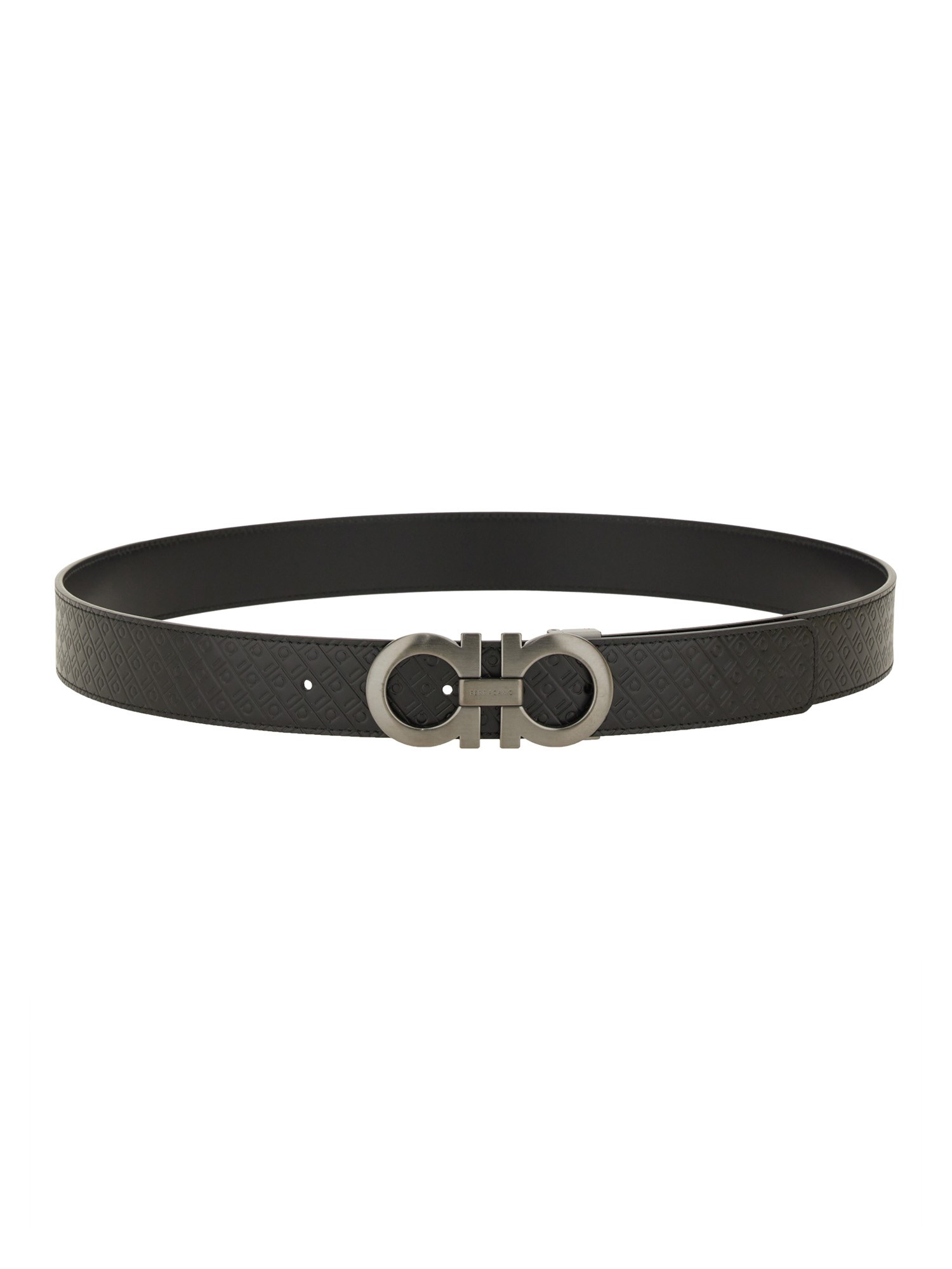 Ferragamo Adjustable Textured Leather Belt In Black