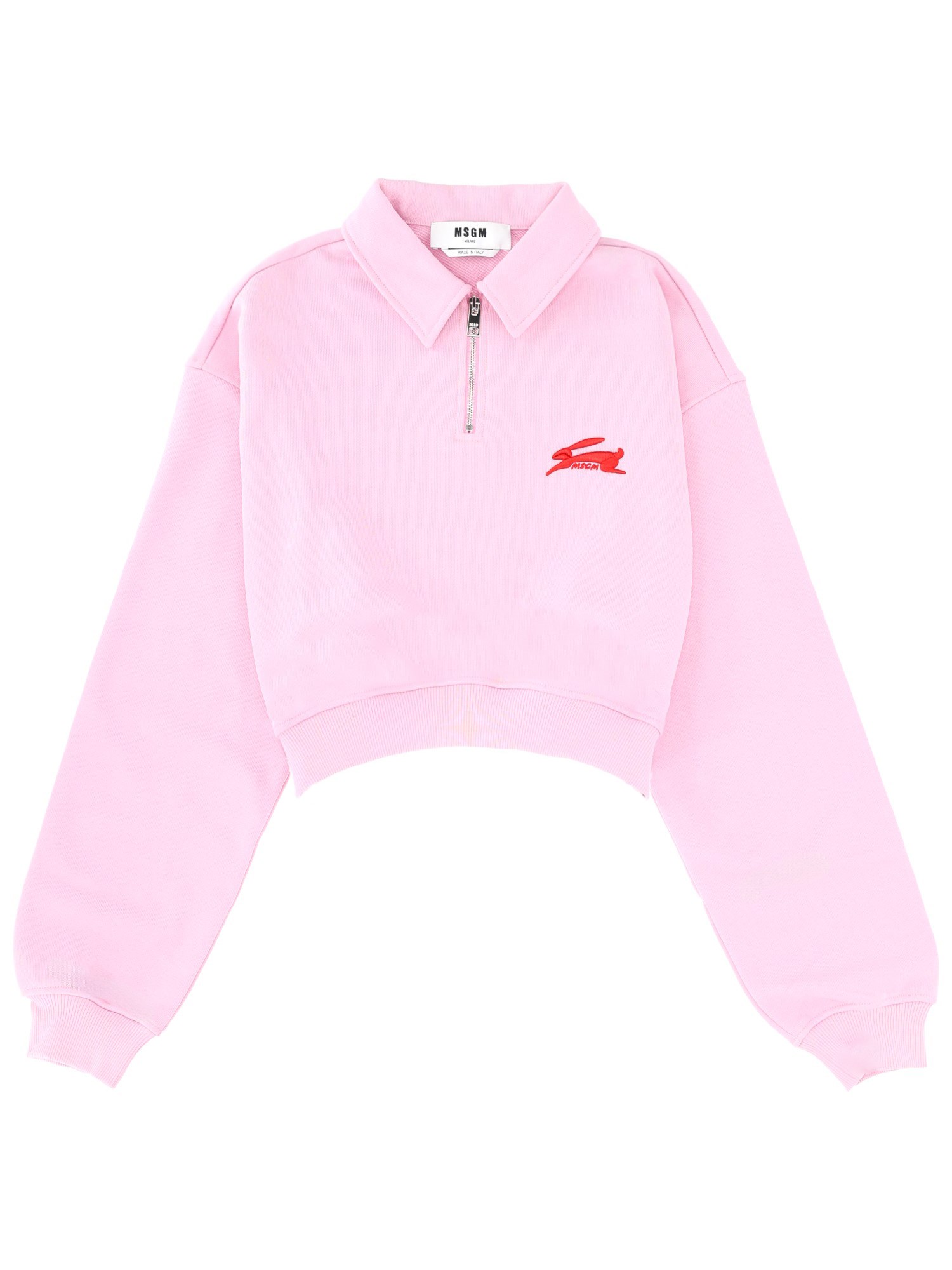 Msgm "follow The Rabbit" Collared Sweatshirt In Multi