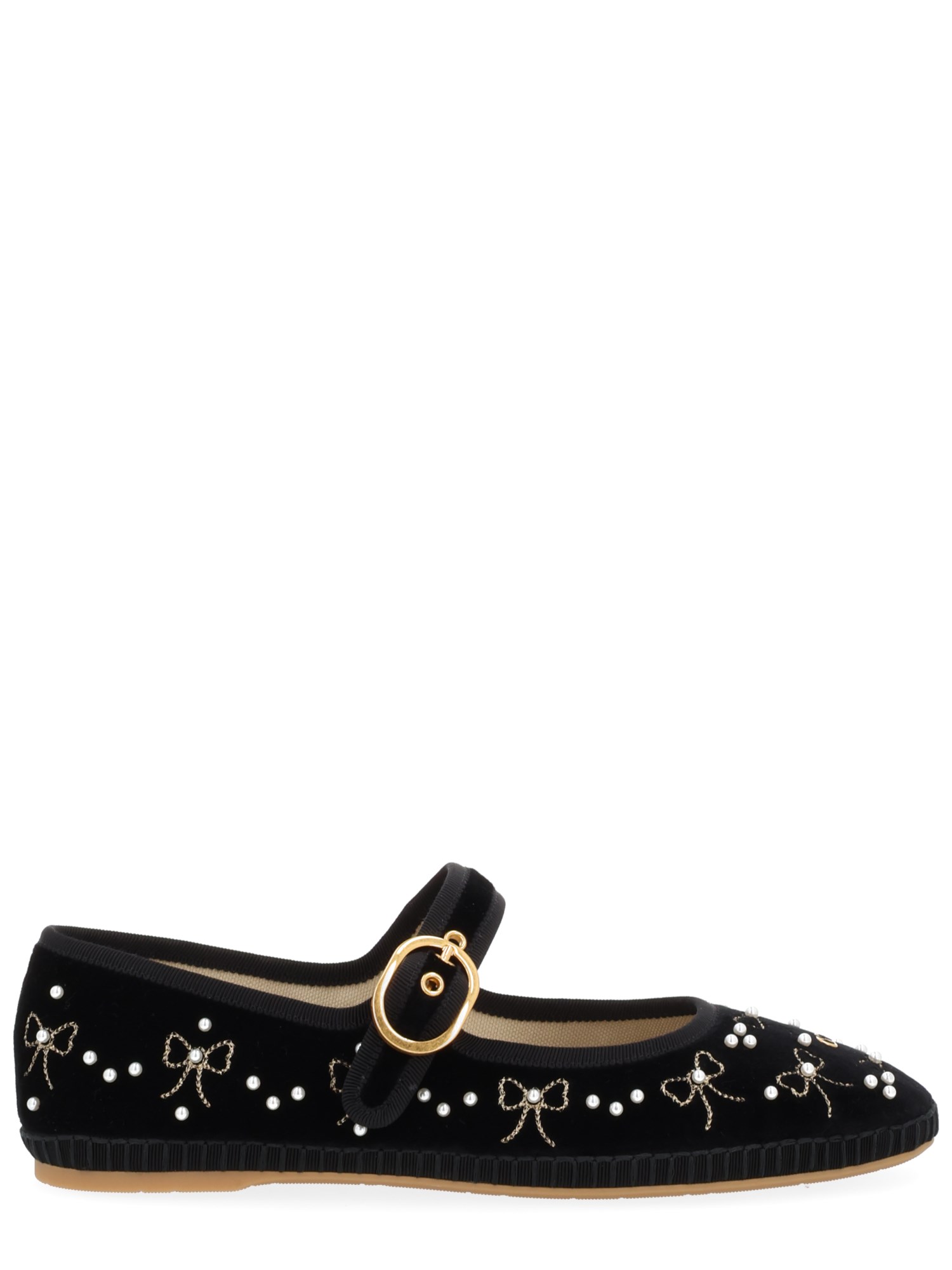 Valentino Garavani Ballerina With Bows And Pearls In Multi