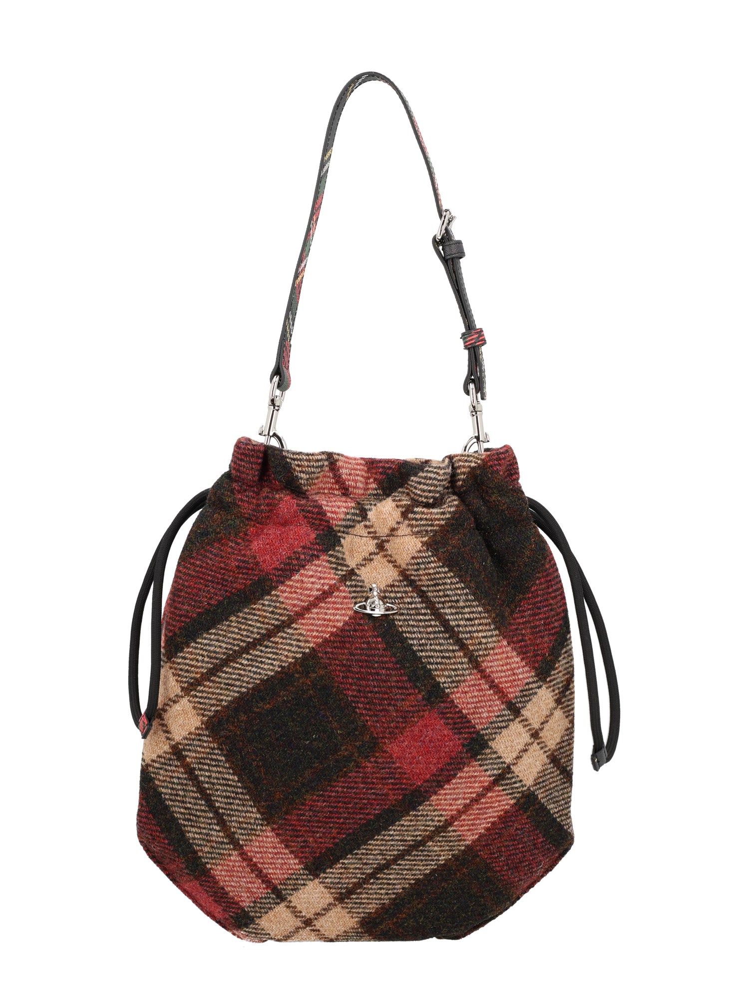 Vivienne Westwood Tartan-pattern Drawstring Clutch Bag In Multi