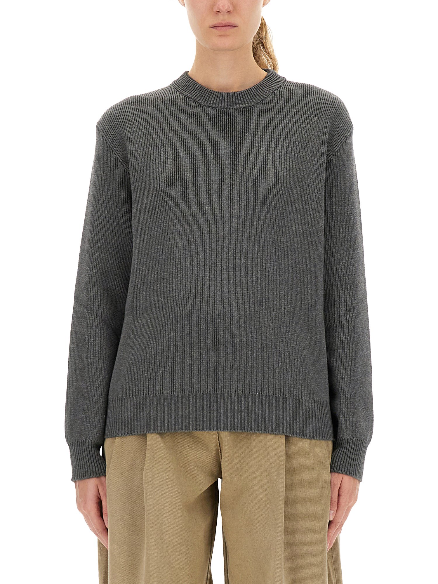 Golden Goose Deluxe Brand Charcoal Stretch Cotton Blend Dany Sweater In Gray