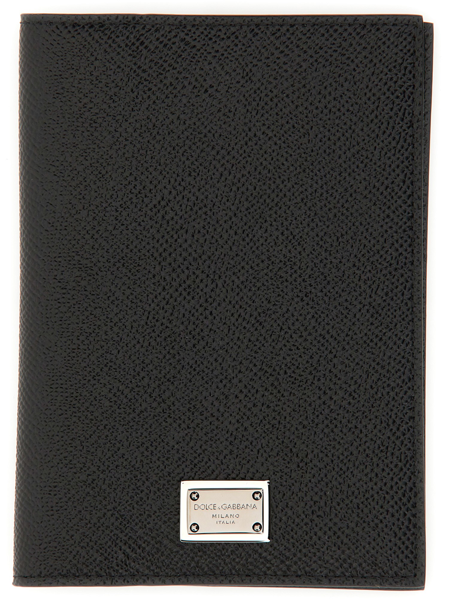 Dolce & Gabbana Leather Passport Holder In Black