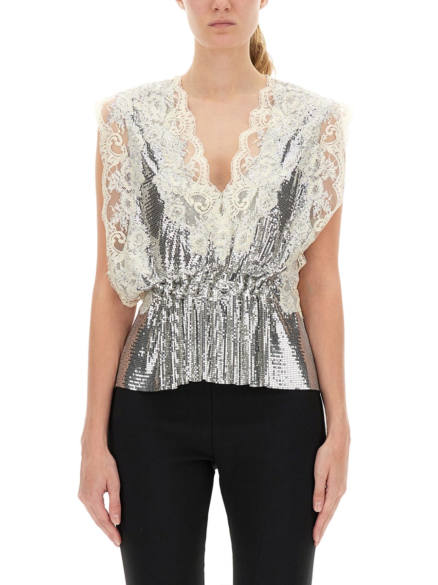 TOP IN PIZZO E PAILLETTES