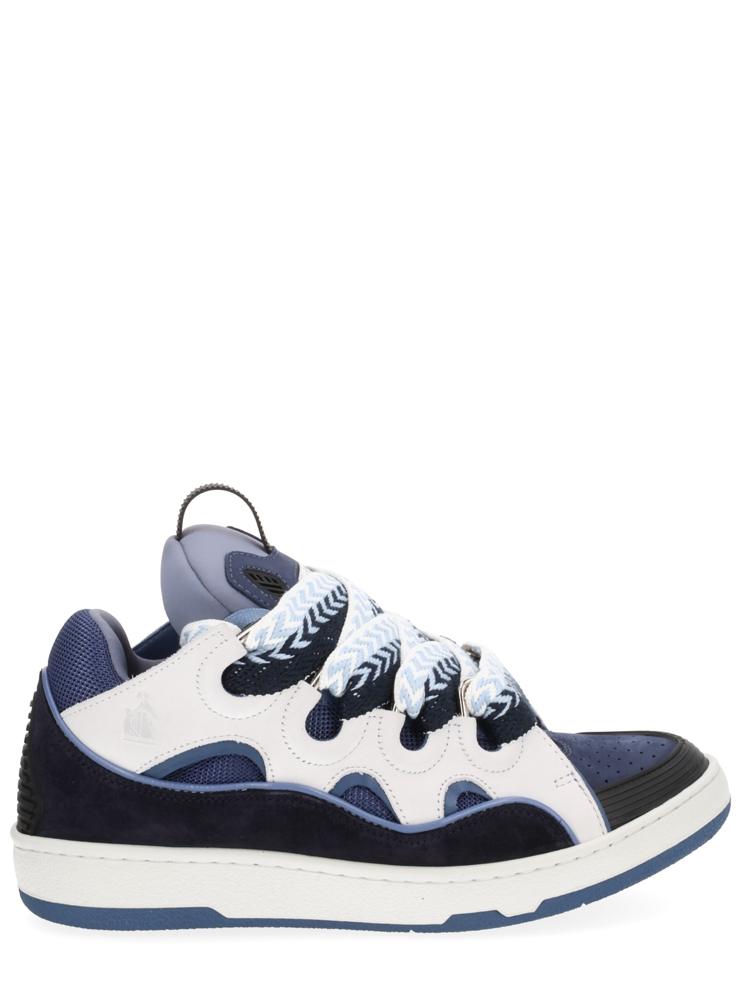 Lanvin Black Leather-polyester Sneaker In Blue