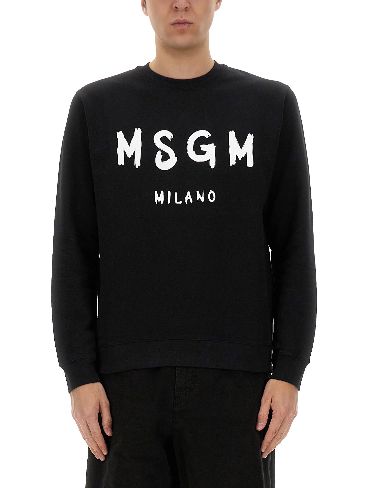 Msgm Cotton Sweatshirt In Black
