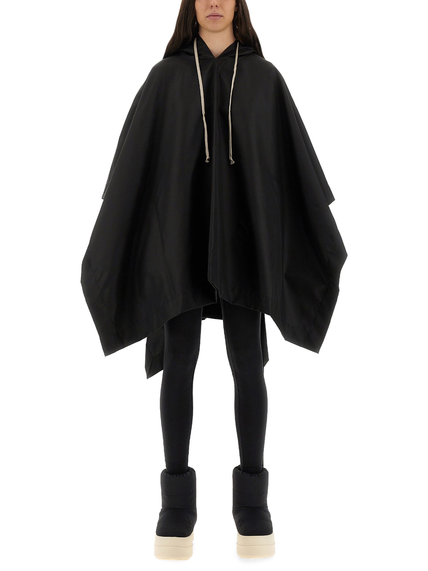 Rick Owens Drkshdw Waterproof Cape With Hood In Black