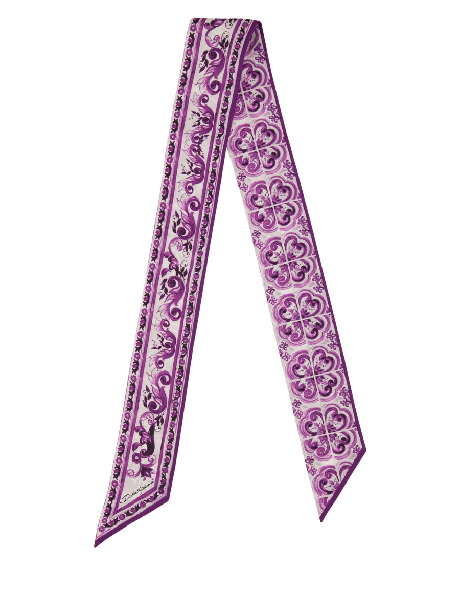 BANDEAU IN TWILL DI SETA STAMPA MAIOLICA