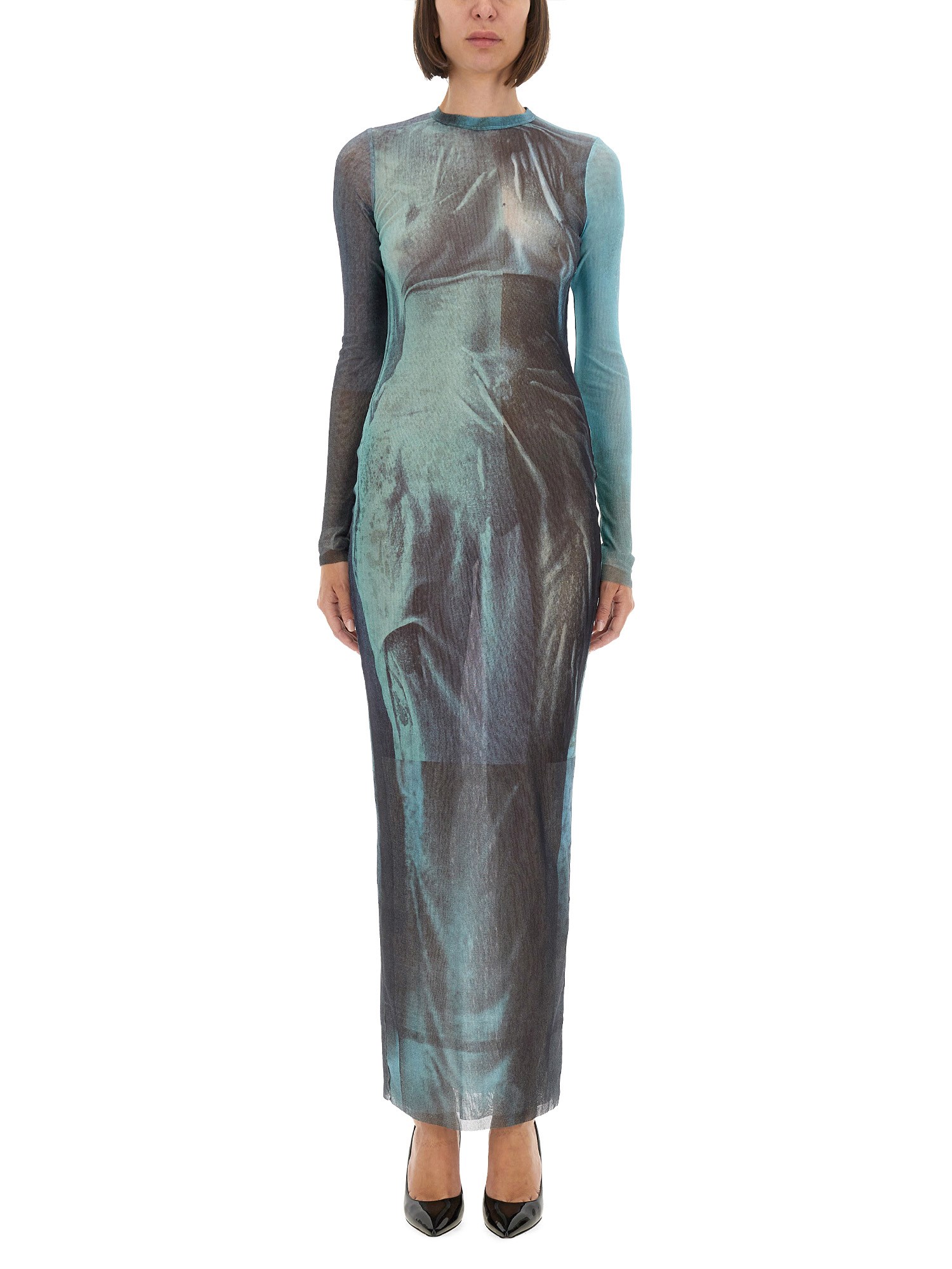 jean paul gaultier "water" mesh long dress