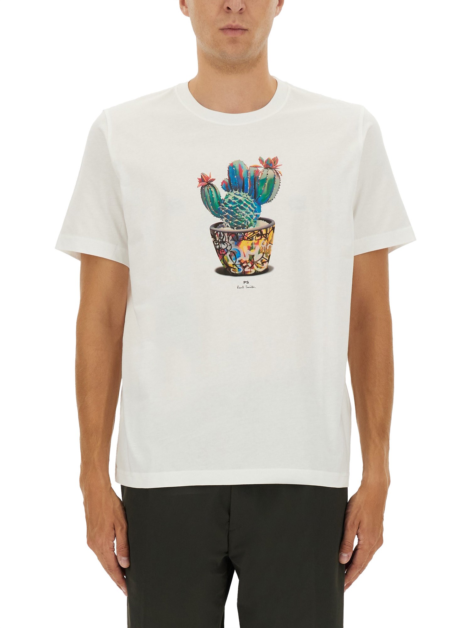 Ps By Paul Smith Ps Paul Smith Cactus Print T-shirt In White