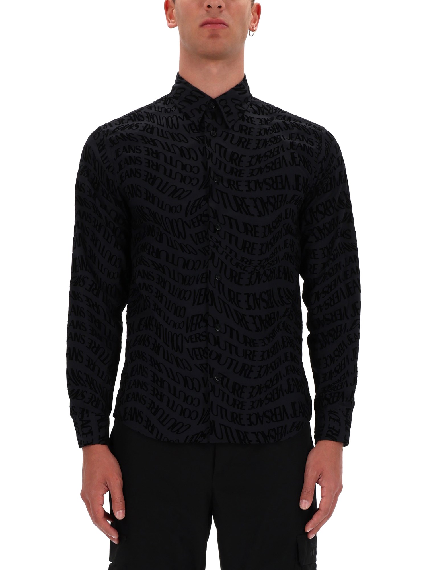 Versace Jeans Couture Printed Shirt In Black