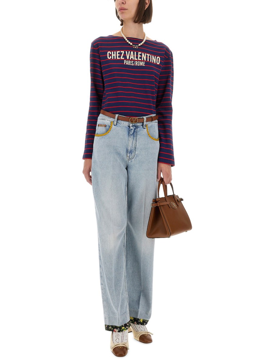 PANTALONE IN DENIM RICAMATO