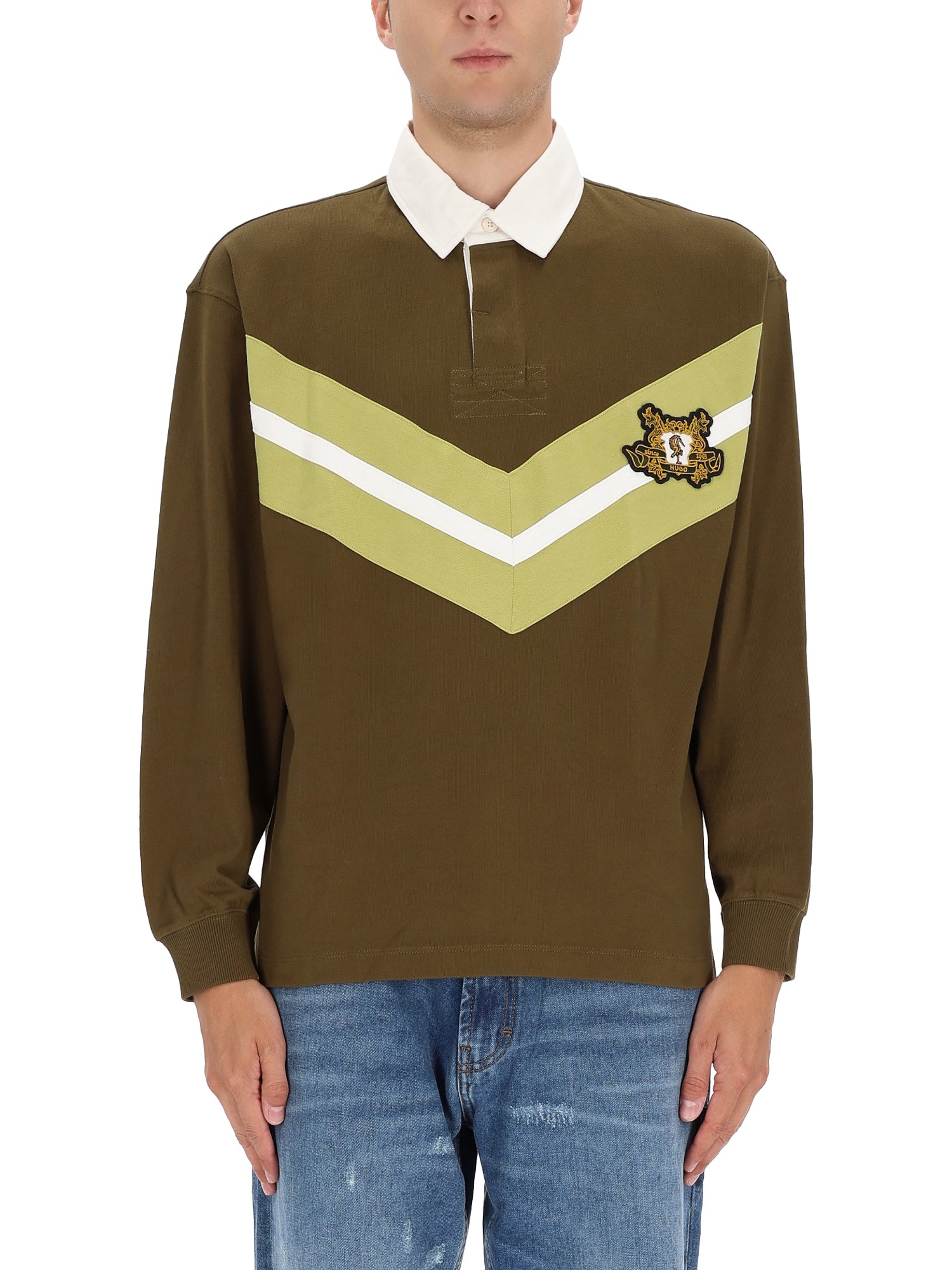 Hugo Boss Polo Shirt With College Style Logo In Green