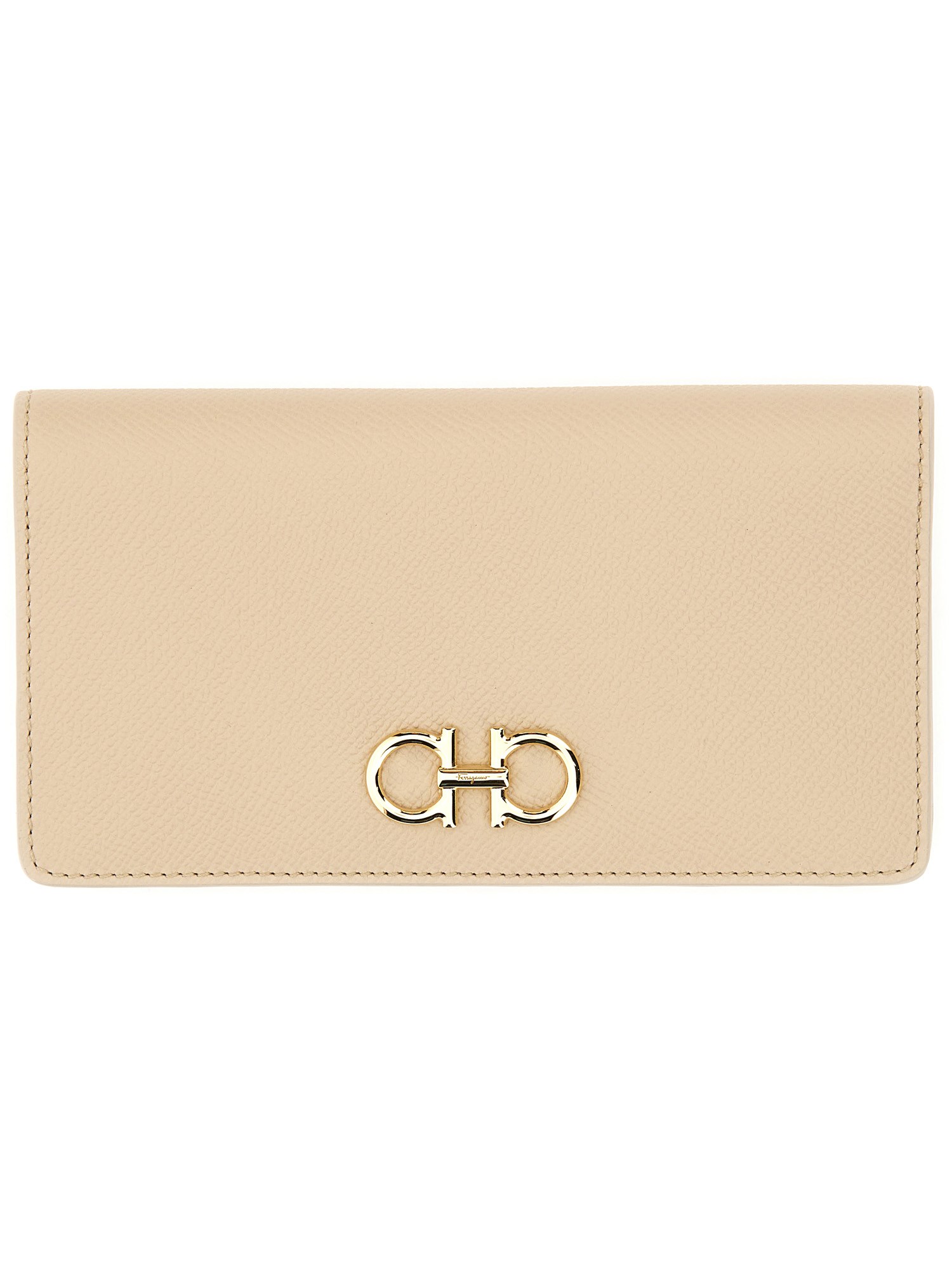 Ferragamo Gancini Wallet Gold-tone Hardware In Neutral