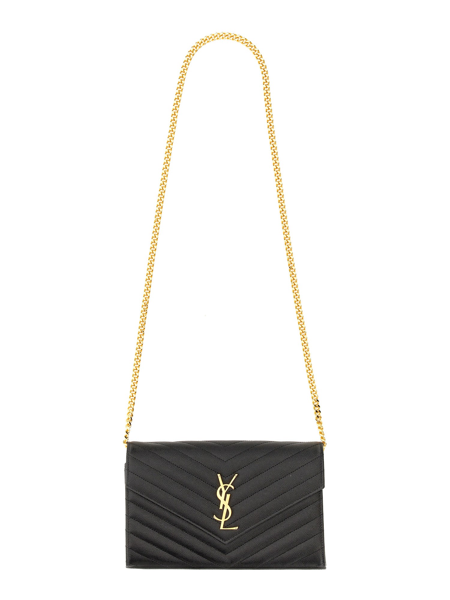 Saint Laurent "cassandre" Clutch Bag With Chain In Black