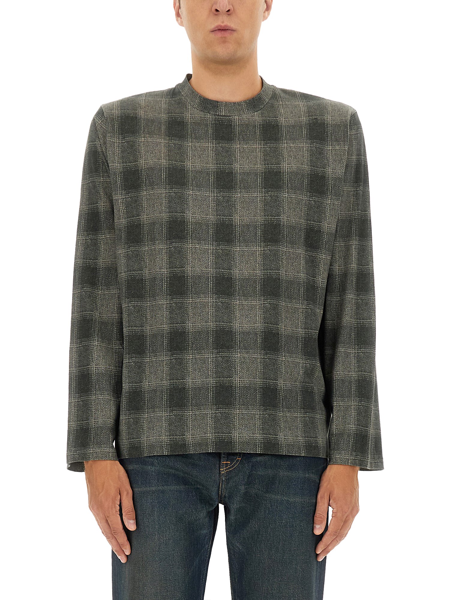 Our Legacy Long Sleeve Checked Pattern T-shirt In Green