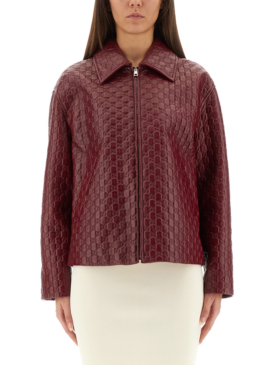 GIACCA OVERSIZE IN PELLE CON GG IN RILIEVO