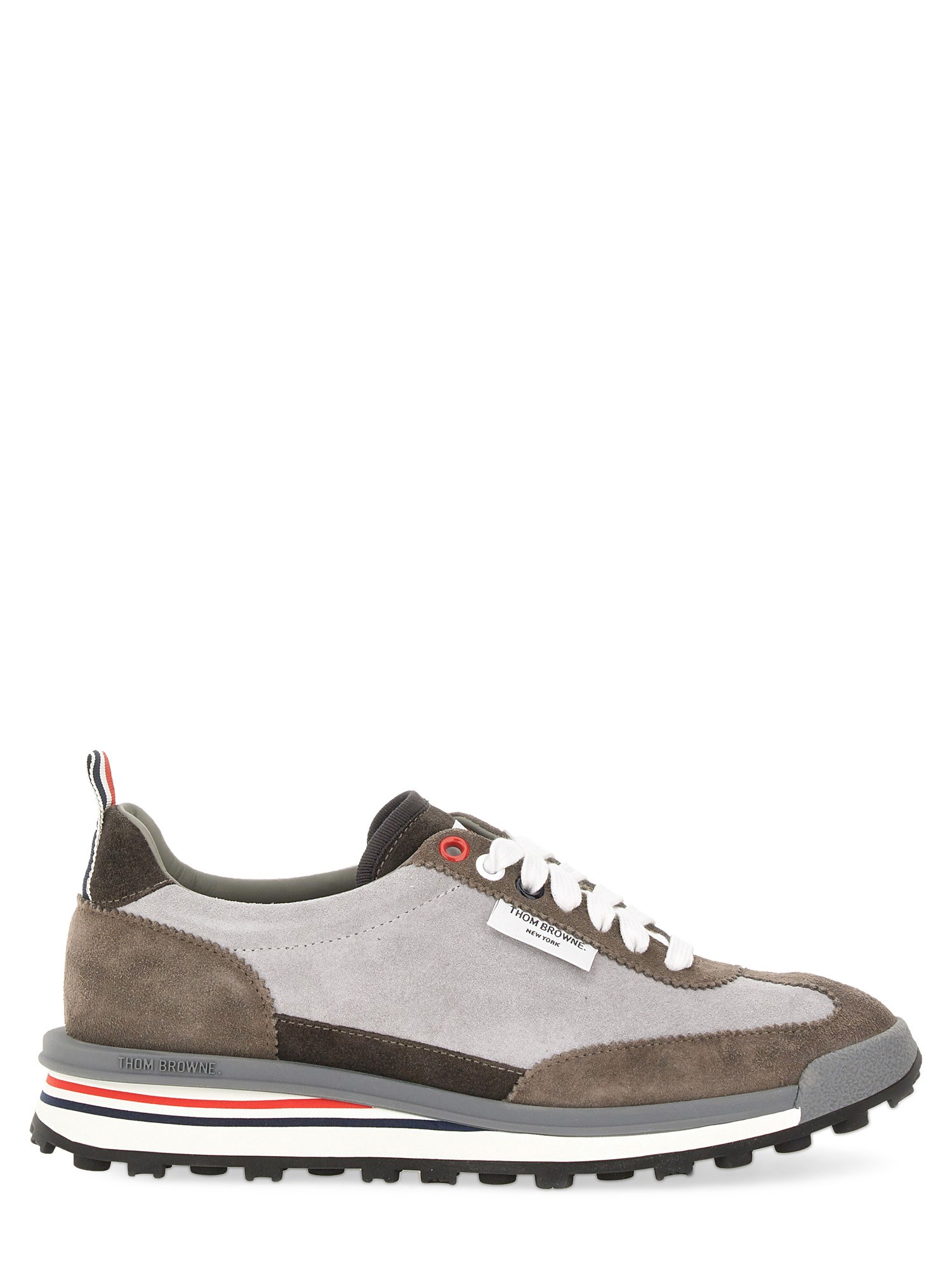 Thom Browne Tech Runner Suede Sneakers In Gray