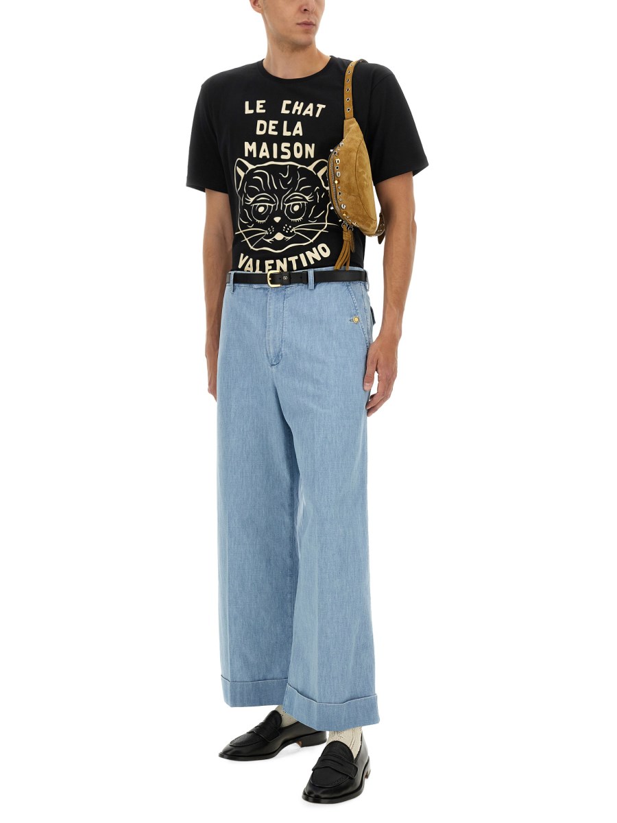 T-SHIRT IN COTONE CON STAMPA CHAT DE LA MAISON