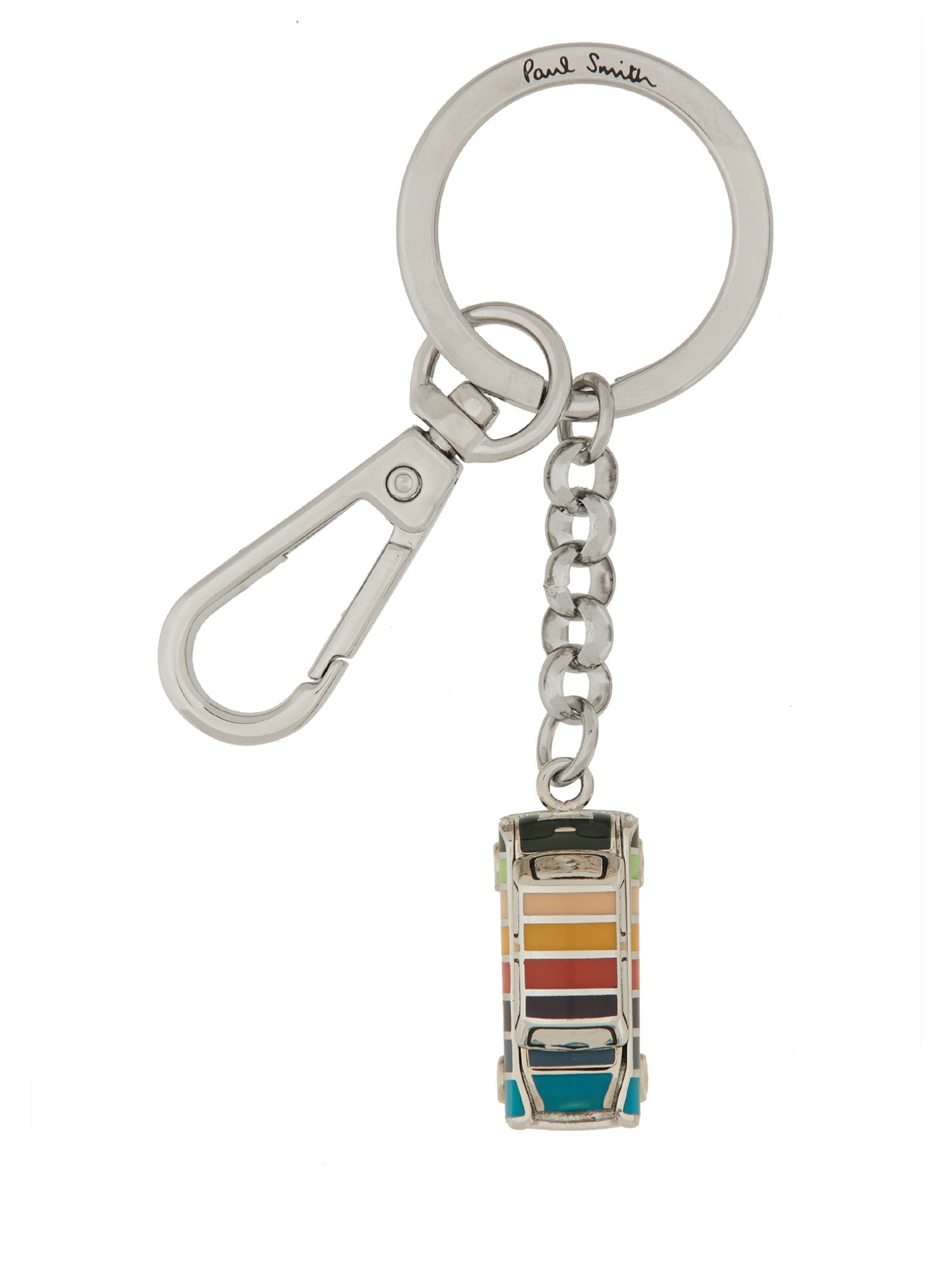 Paul Smith Silver Artist Stripe 'mini' Keyring Multicolour In Silver