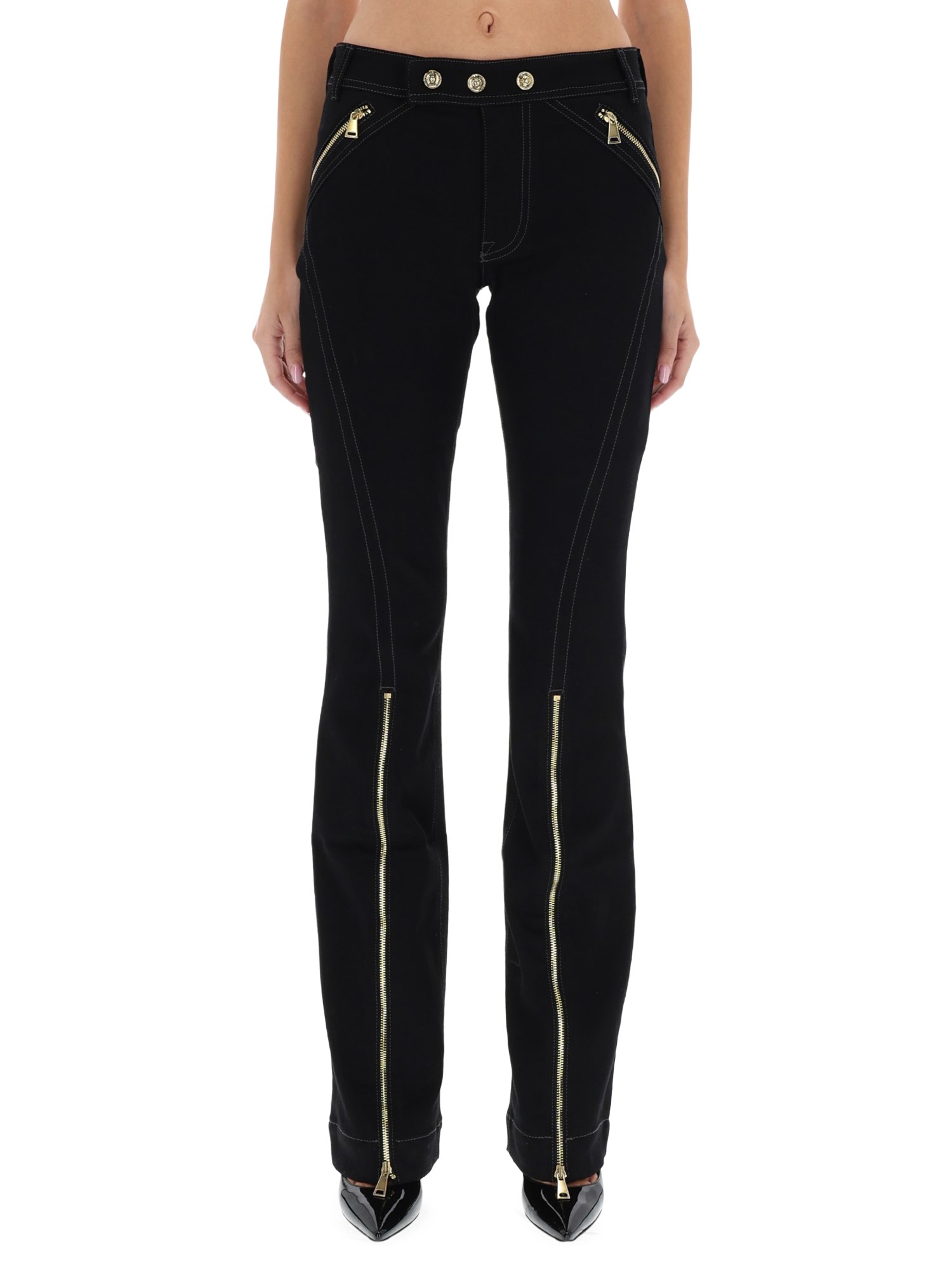 Versace Jeans Couture Tailored Trousers Featuring Contrast Stitching In Black