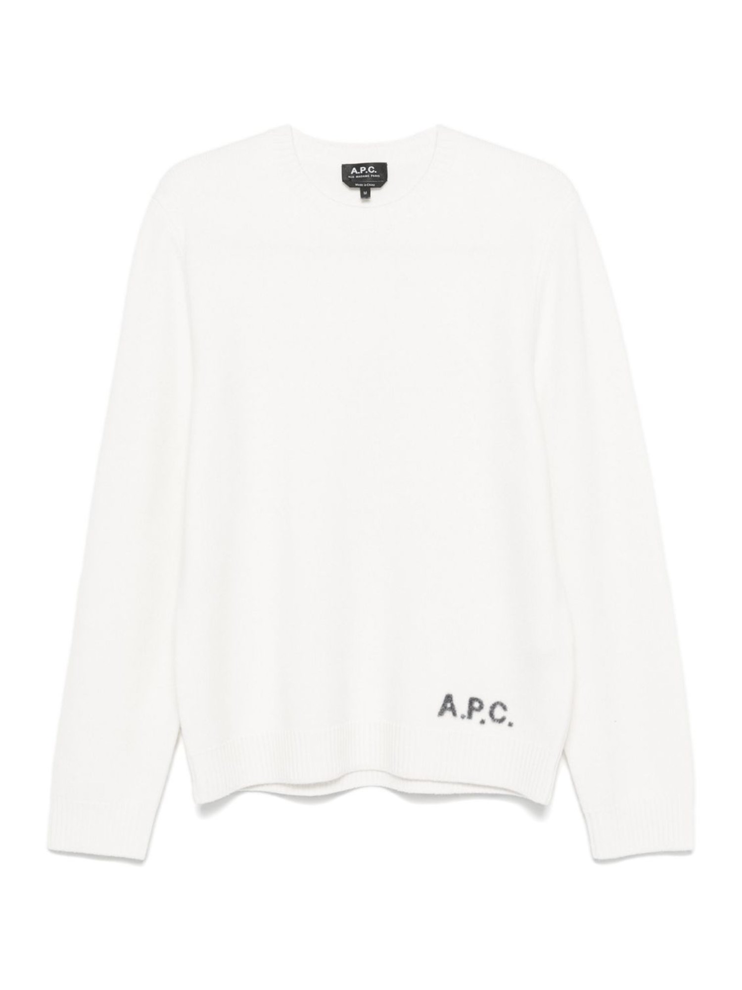 Apc Embroidered-logo Wool Jumper In White