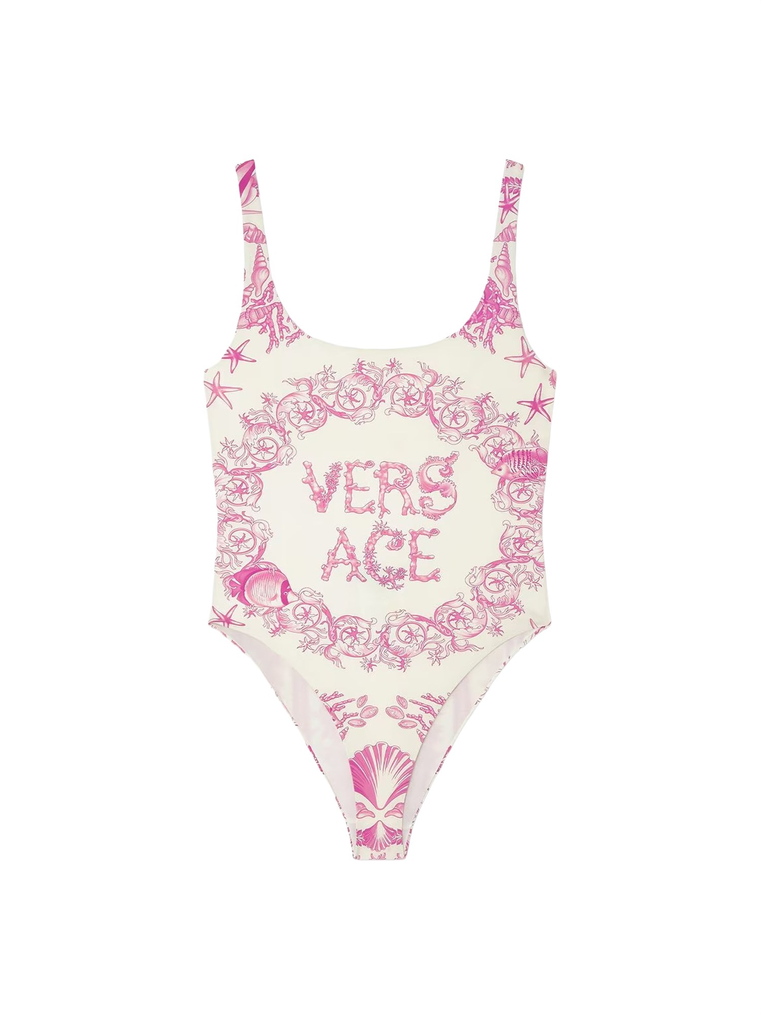 Versace Underwater Barocco Print One-piece Swimsuit In Pink