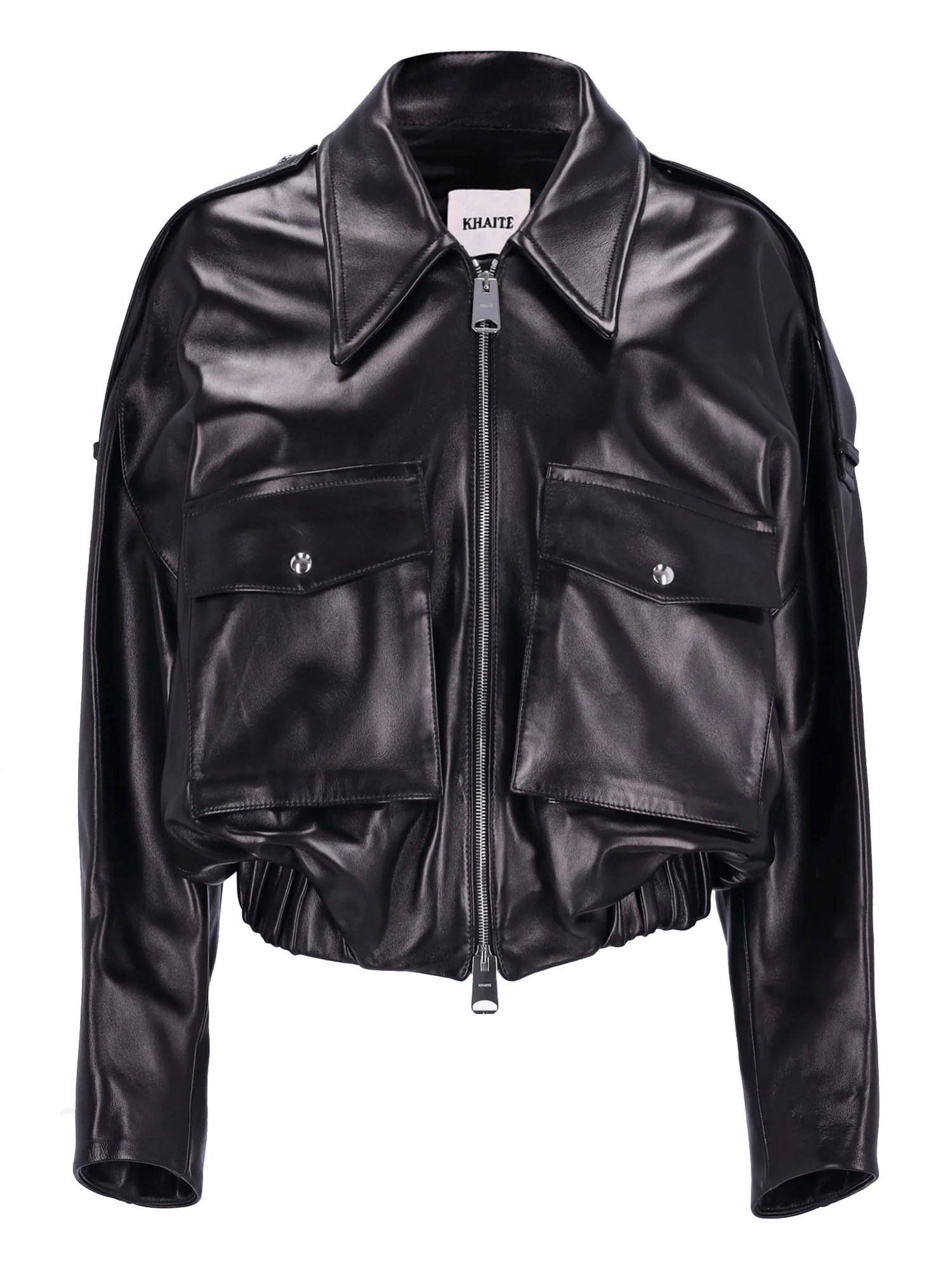 Khaite Leather Jacket "owey" In Black