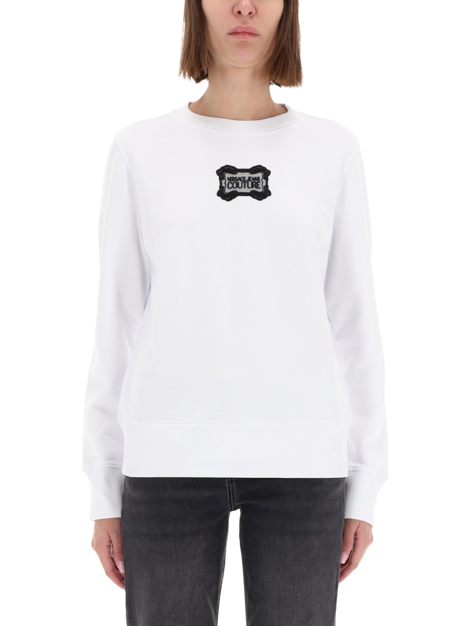 versace jeans couture sweatshirt with "baroque" logo patch