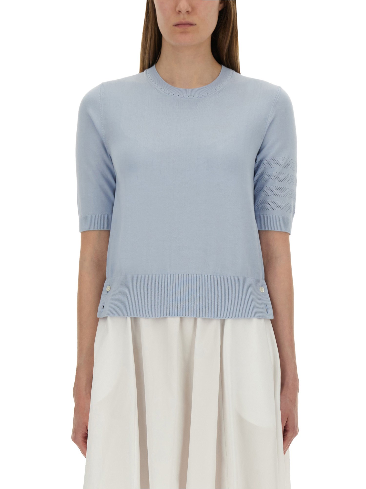 Thom Browne Women's 4bar Knitted Tshirt In Blue