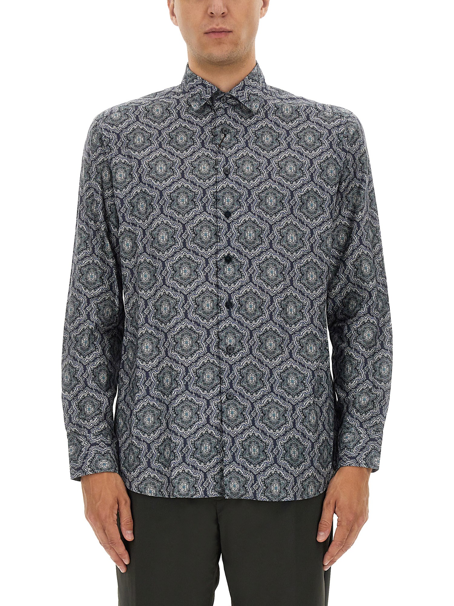 Etro Shirt Collar Printed Cuffed Sleeves In Multi