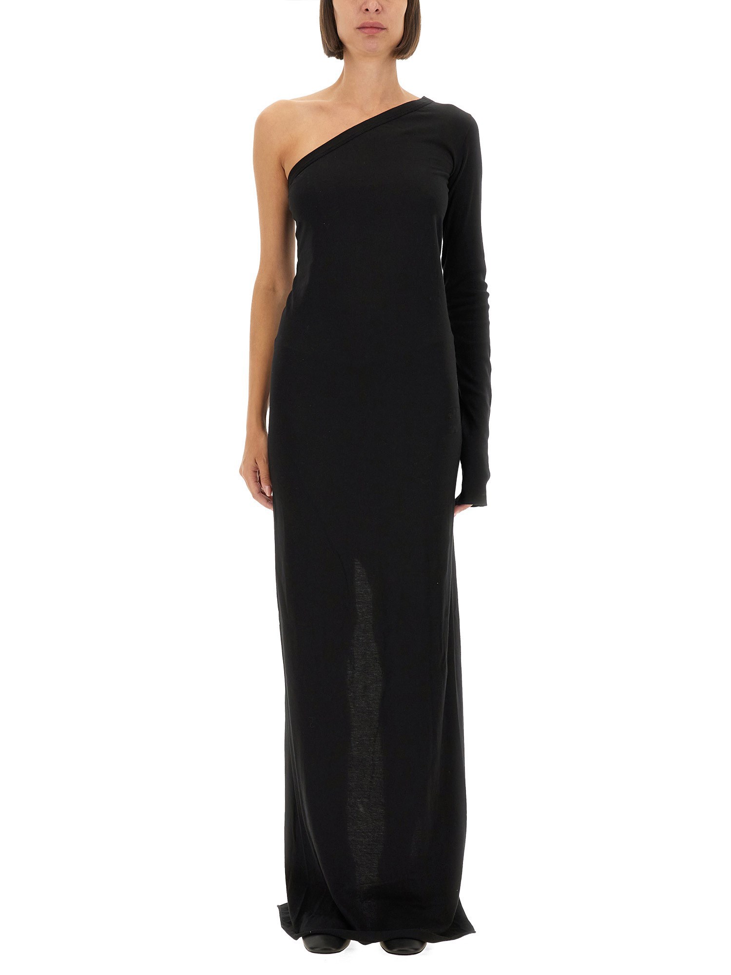 Rick Owens Drkshdw Ziggy One Shoulder Maxi Dress In Black