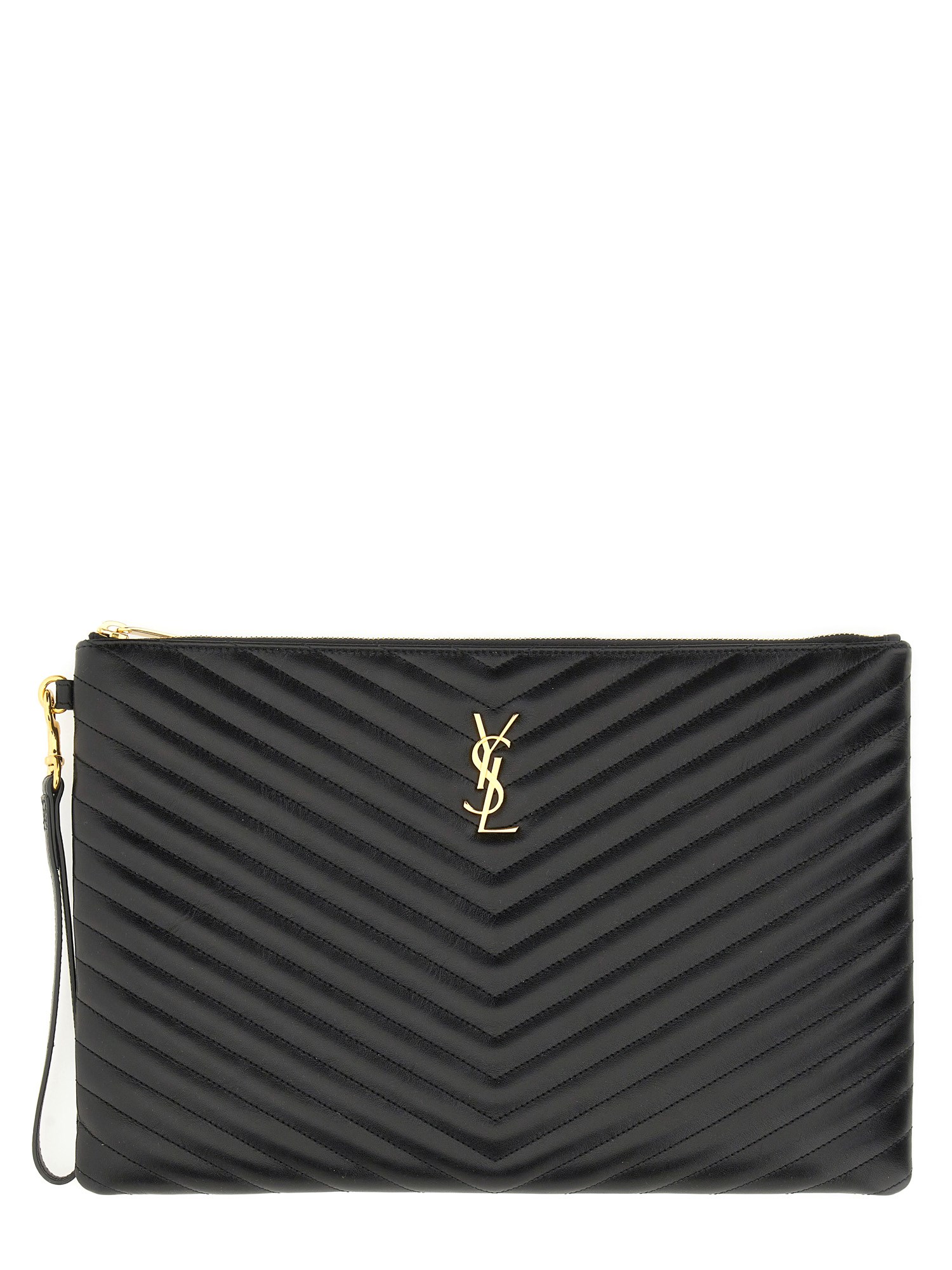 Saint Laurent Cassandre Leather Pouch In Black