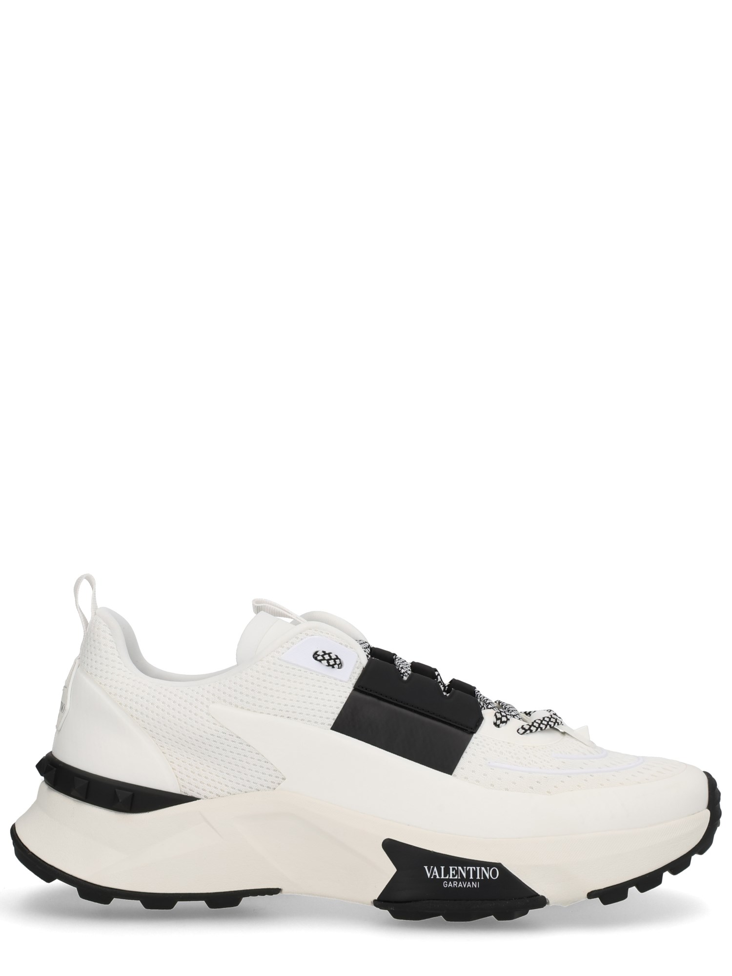 Valentino Garavani Two-tone Fabric And Mesh True Act Sneakers In White