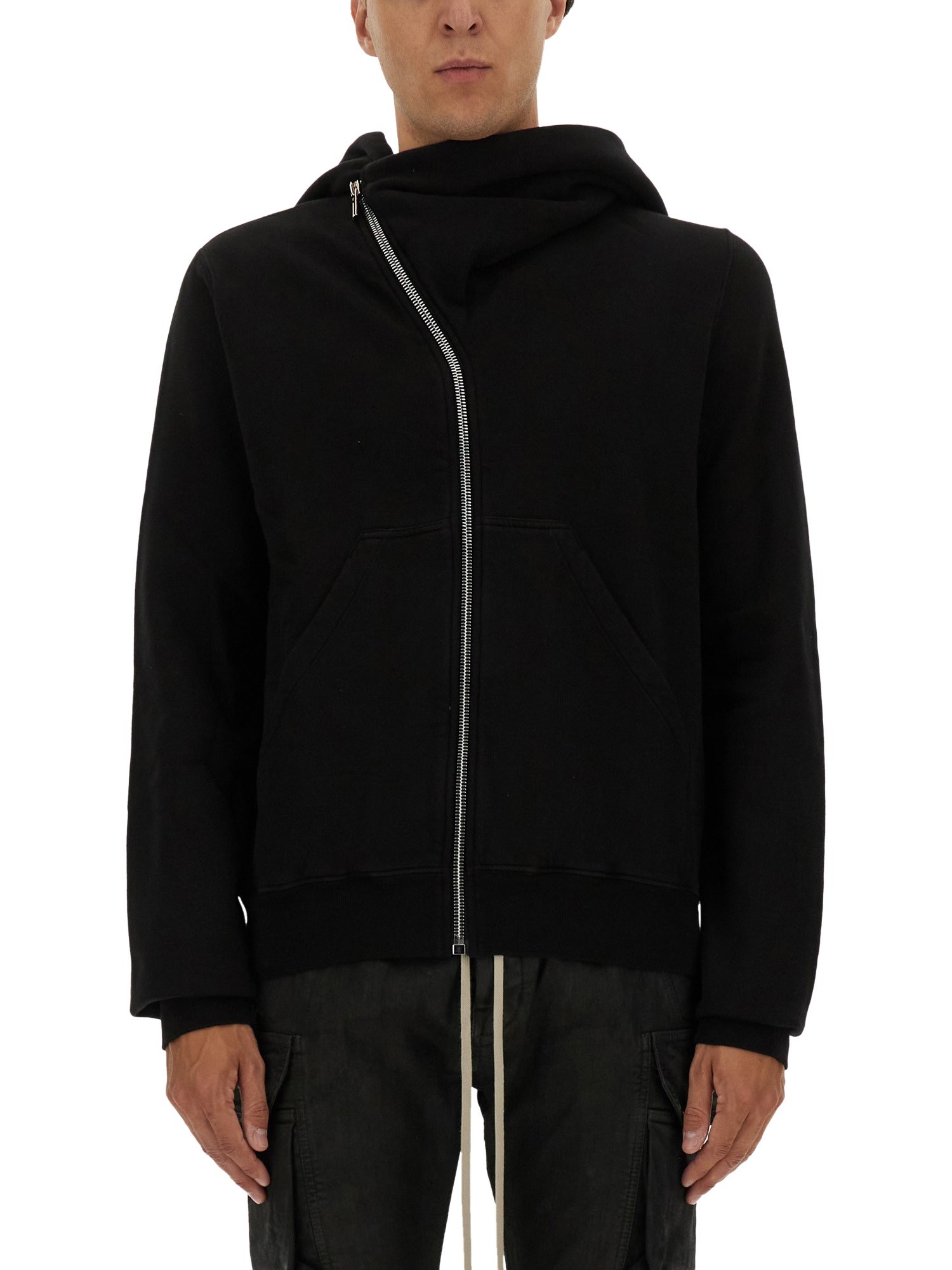 Rick Owens Drkshdw Asymmetrical Zipper Sweatshirt In Black