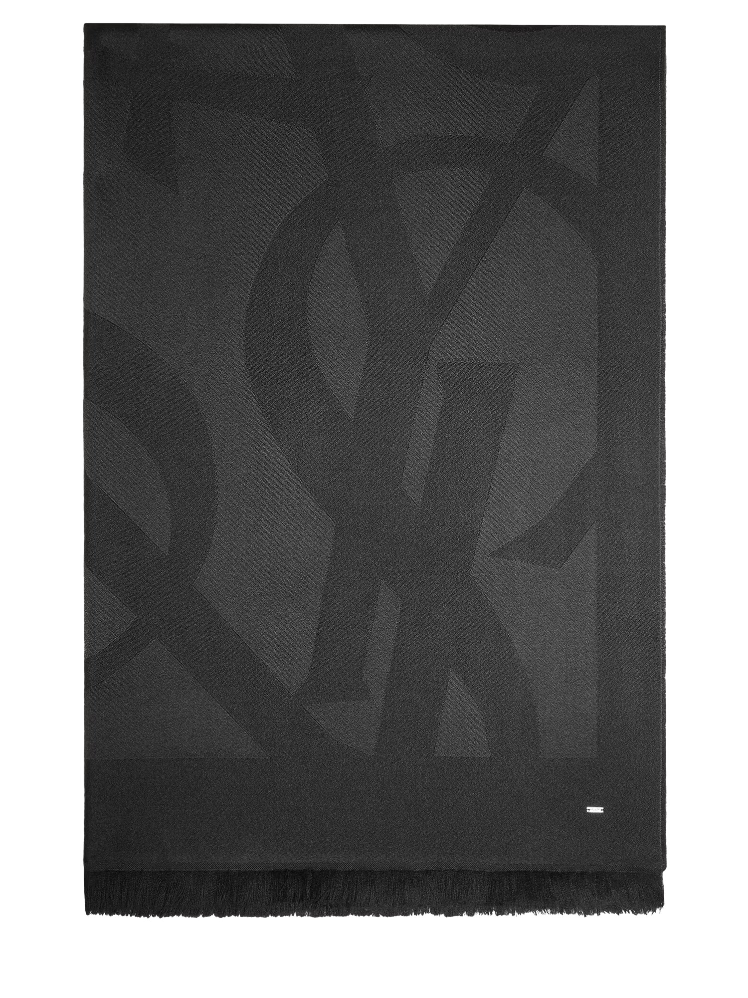 Saint Laurent Wool Jacquard Monogram Scarf In Black