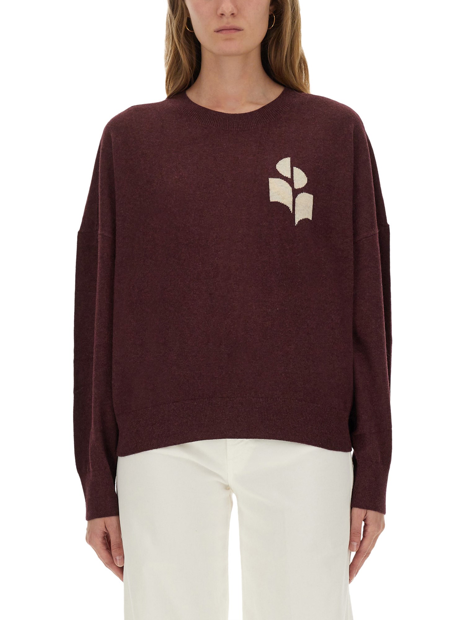 Isabel Marant Étoile Isabel Marant Etoile Marisans Mixed Cotton Logo Sweater In Burgundy
