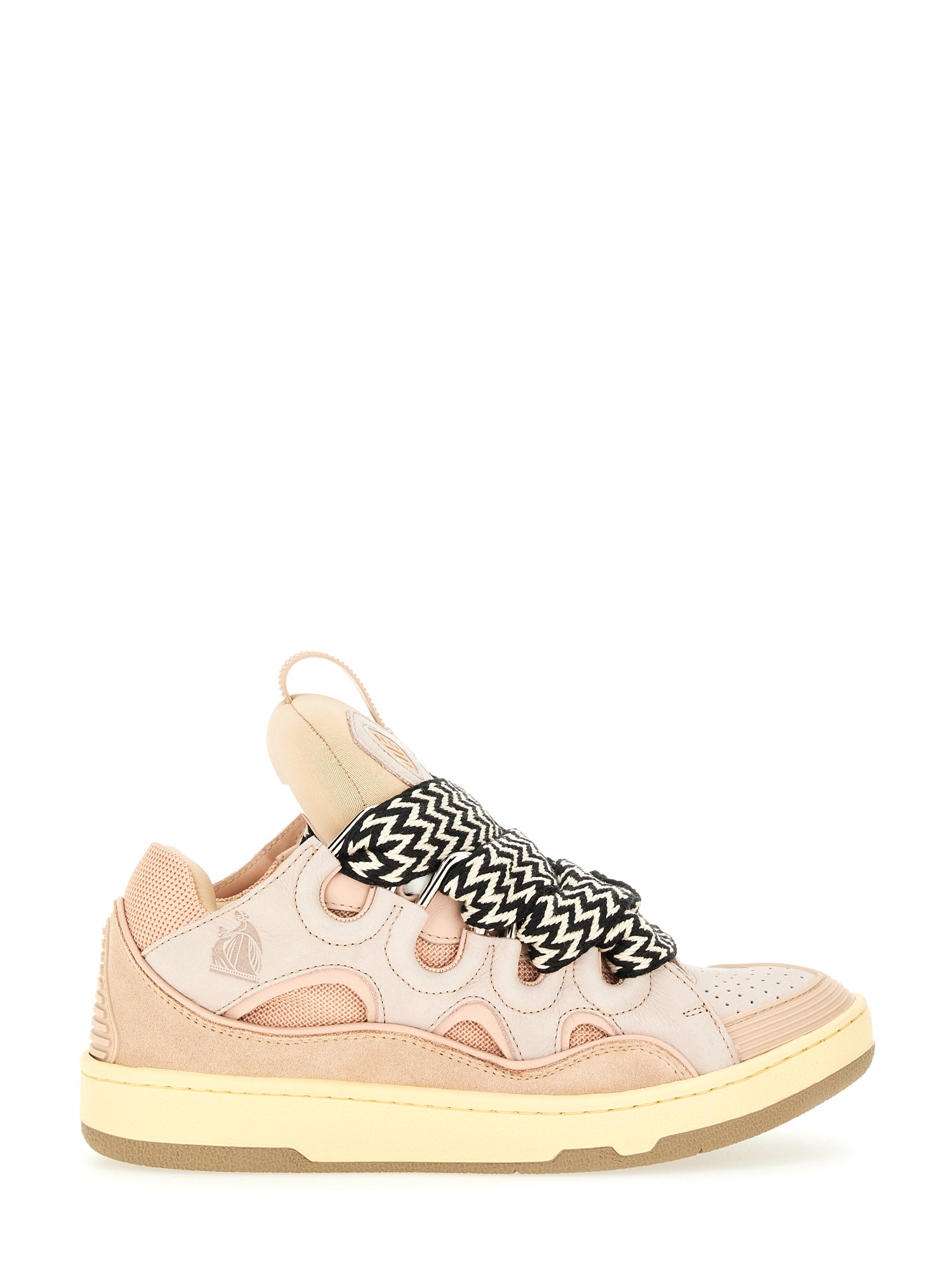 Lanvin Curb Pink Leather Blend Sneakers In Pink
