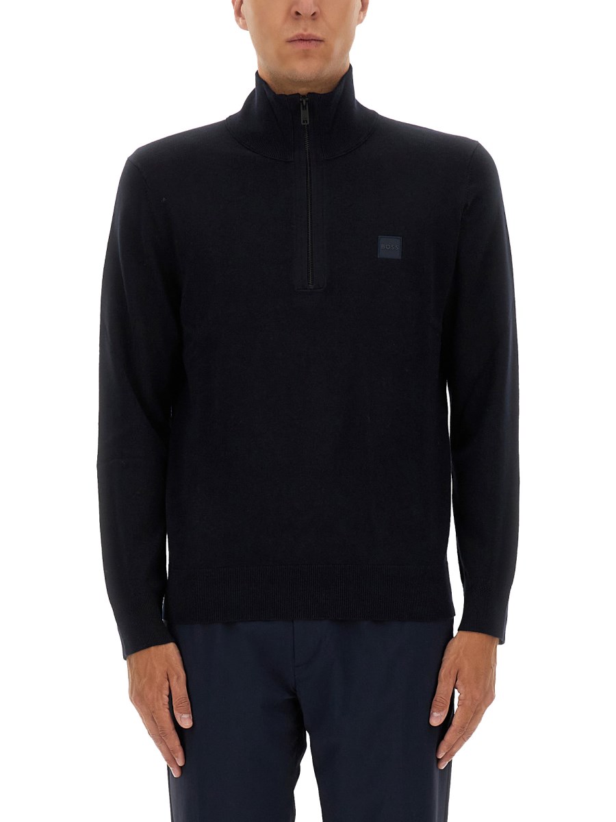 MAGLIONE CON ZIP E TOPPA CON LOGO