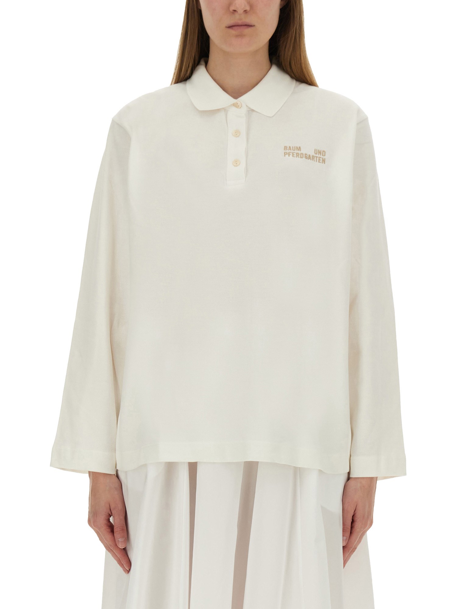 Baum Und Pferdgarten Jeanne Long-sleeve Polo Shirt In White
