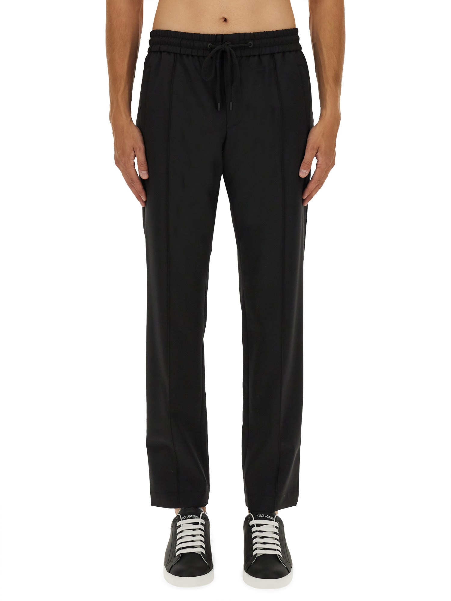Dolce & Gabbana Refined Wool Blend Jogging Pants In Black
