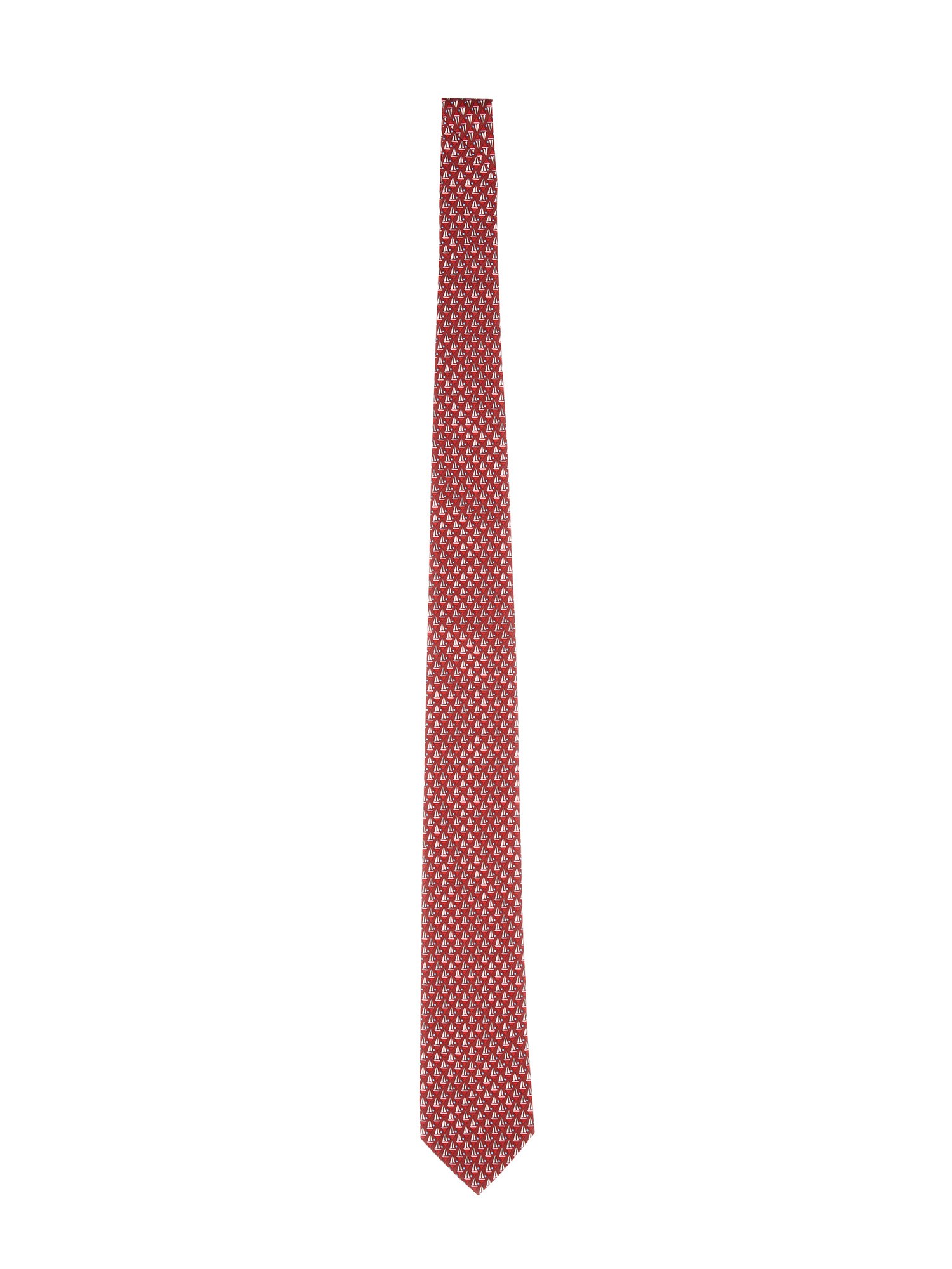 Ferragamo Slim Sailboat Pattern Pointed Tip Ties In Red
